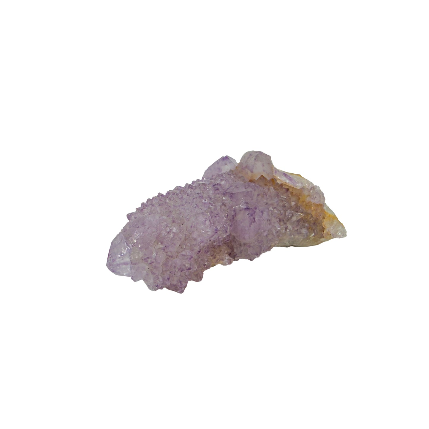 AA-grade cactus spirit quartz specimen from Mpumalanga South Africa, left profile, individual spirit quartz points catching the light, 2.69 in L x 1.26 in W x 1.07 in H, 0.14 pounds, specimen 8.