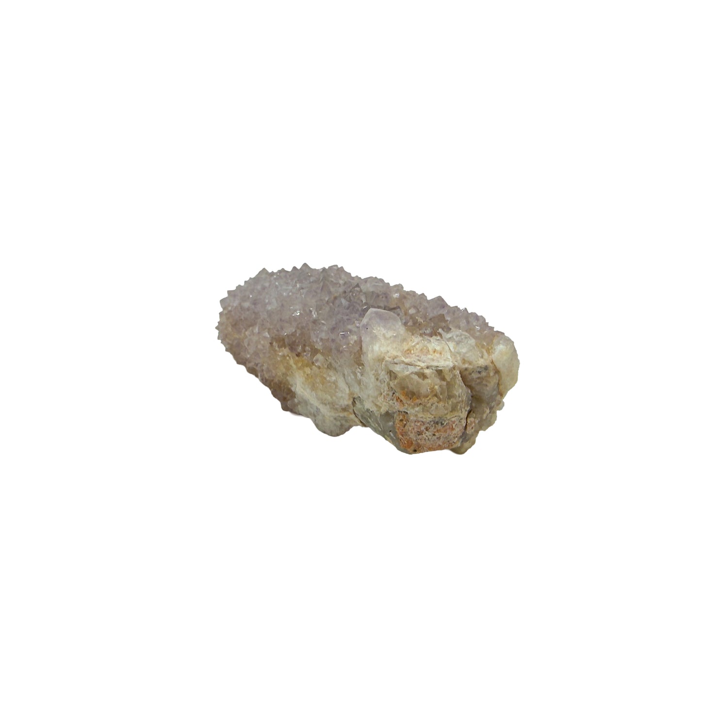 AA-grade cactus spirit quartz specimen from Mpumalanga South Africa, right profile, lavender and clear terminations across the body, 2.95 in L x 1.08 in W x 0.79 in H, 0.13 pounds, specimen 9.