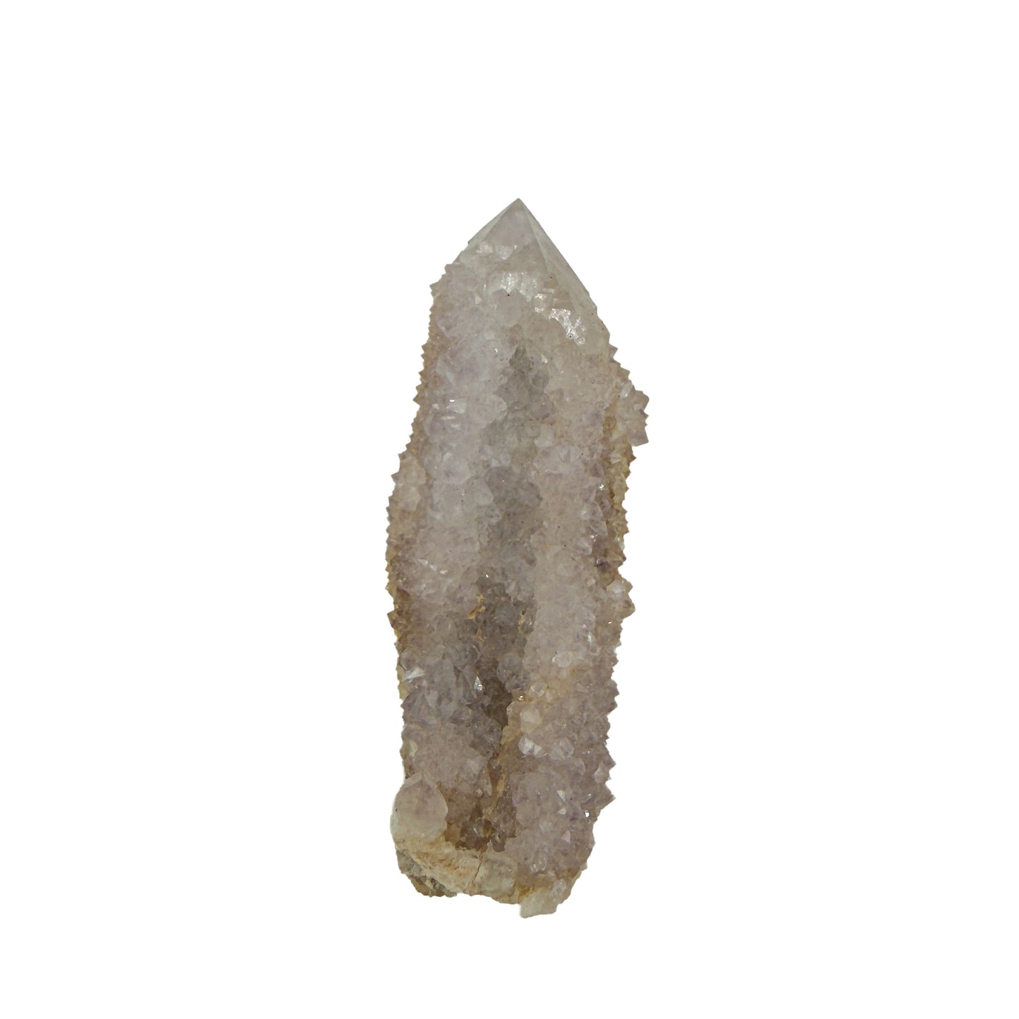 AA-grade cactus spirit quartz specimen from Mpumalanga South Africa, reverse side, full coverage of secondary crystals, 2.95 in L x 1.08 in W x 0.79 in H, 0.13 pounds, specimen 9.
