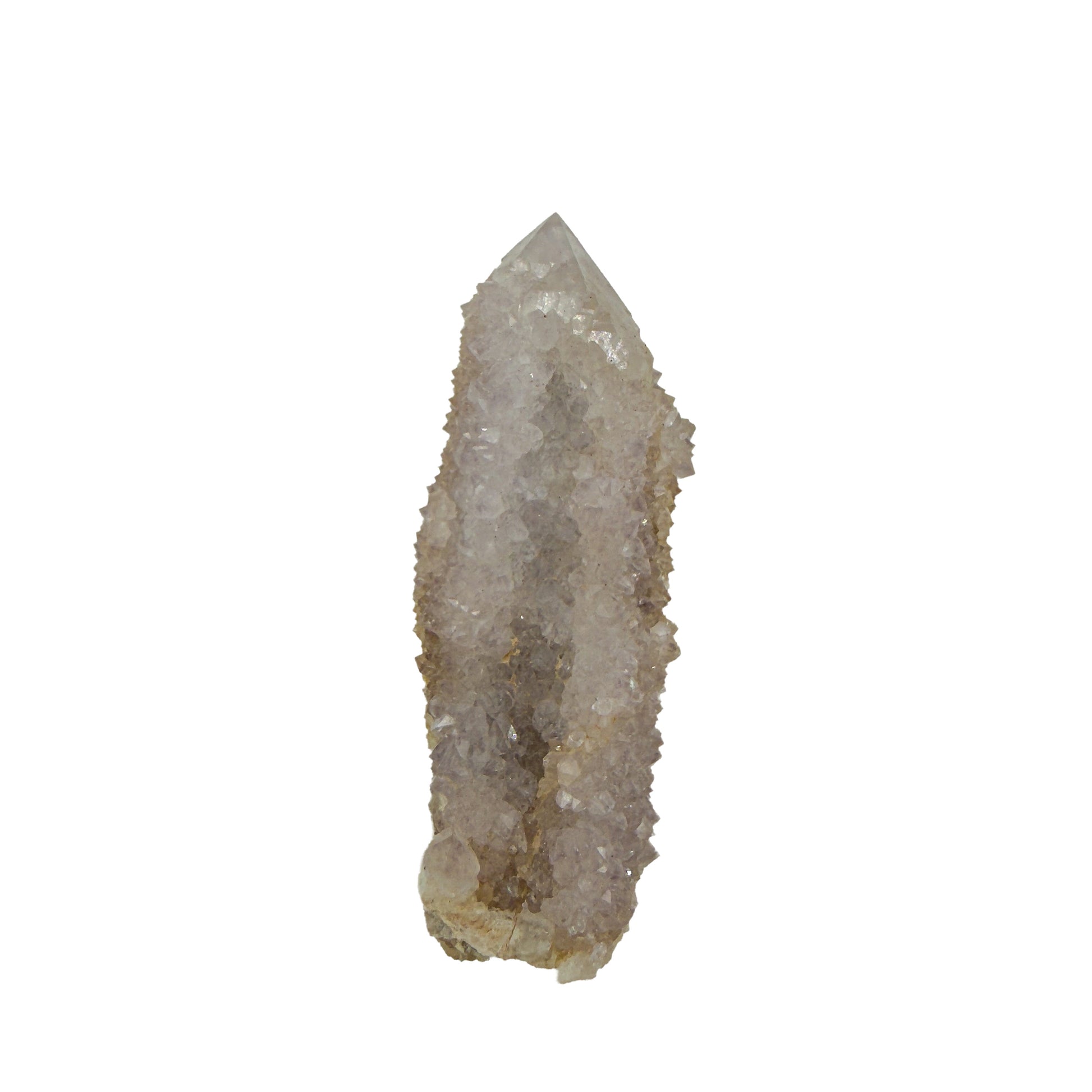 AA-grade cactus spirit quartz specimen from Mpumalanga South Africa, reverse side, full coverage of secondary crystals, 2.95 in L x 1.08 in W x 0.79 in H, 0.13 pounds, specimen 9.
