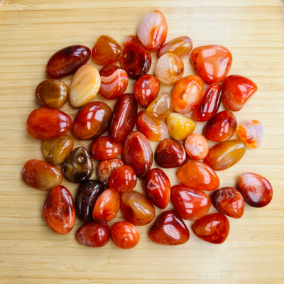 Ethically sourced Grade AA Carnelian tumbled stone from Boeny, Madagascar at Beyond Bohemian