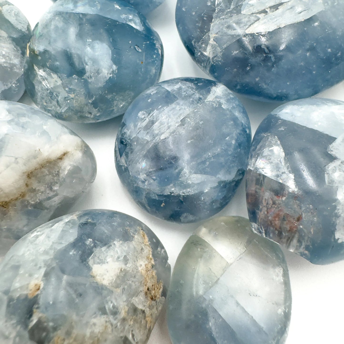 Handheld Celestite palm stone from Madagascar for meditation, Meditation and Stress Relief