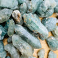 Magnified detail of Chlorite Quartz raw point, carried for Healing.