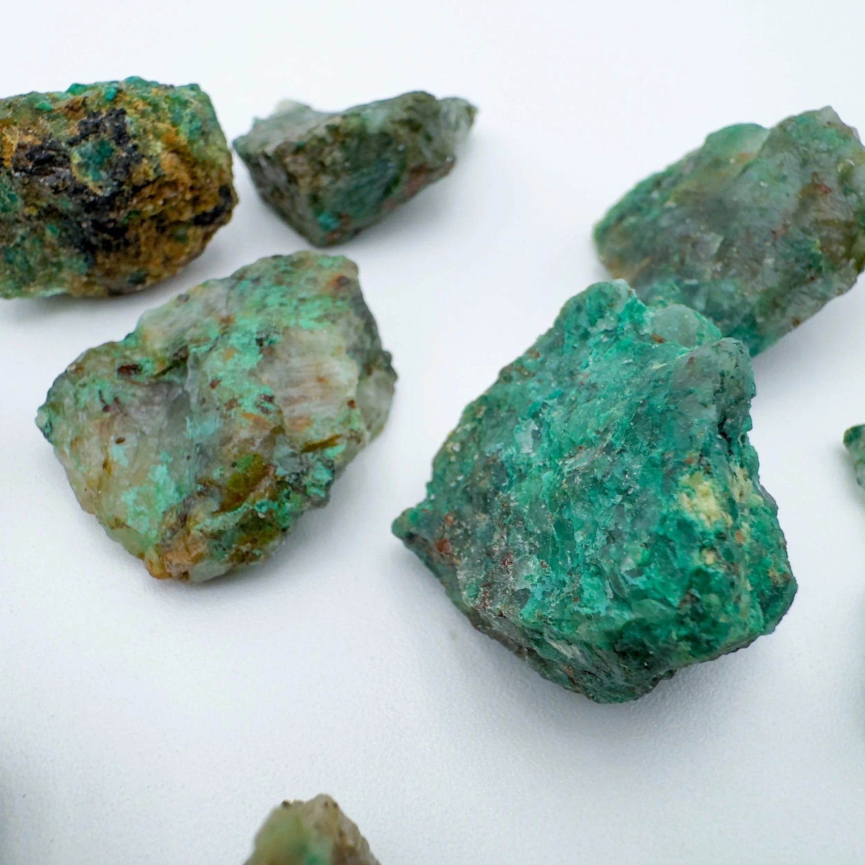 Chrysocolla raw stone in Blue, Green tones from Madagascar for Emotional Healing and Stress Relief