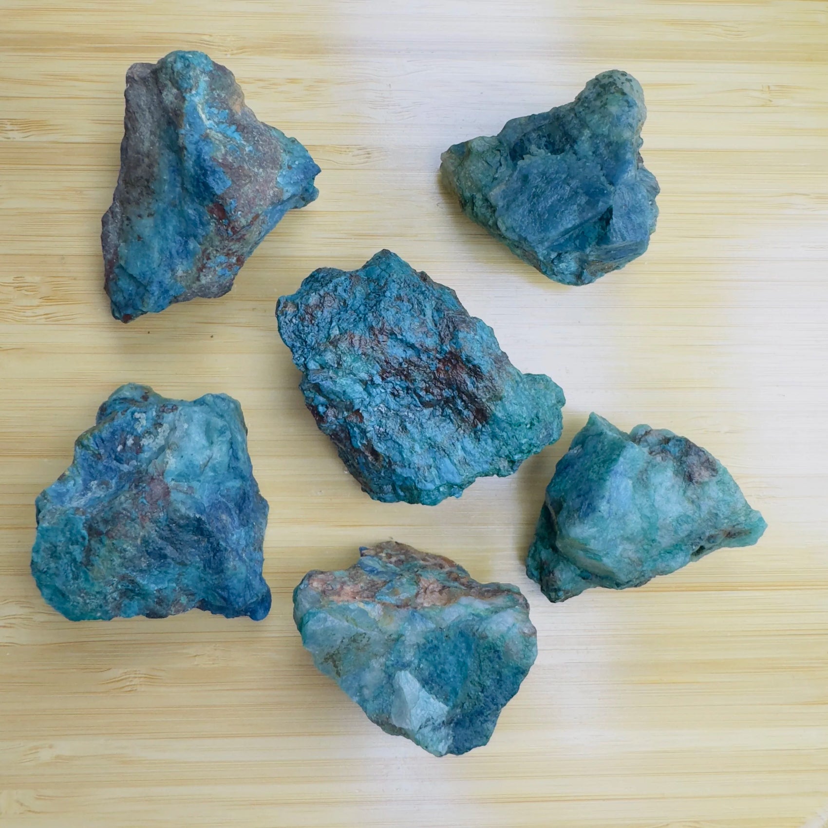 Detail shot of Grade A Chrysocolla raw under natural light
