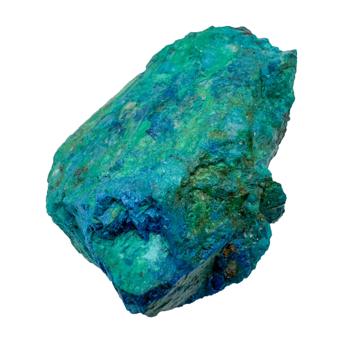 Chrysocolla & Shattuckite Raw Stones, A Grade, Namibia: one representative stone on a white background