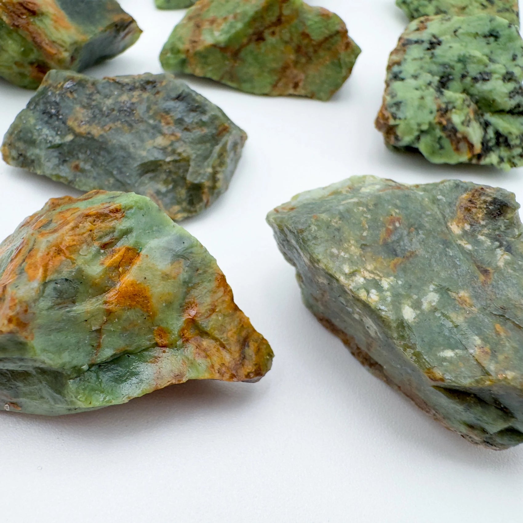 Chrysoprase raw stone in Green tones from Madagascar for Emotional Healing and Healing
