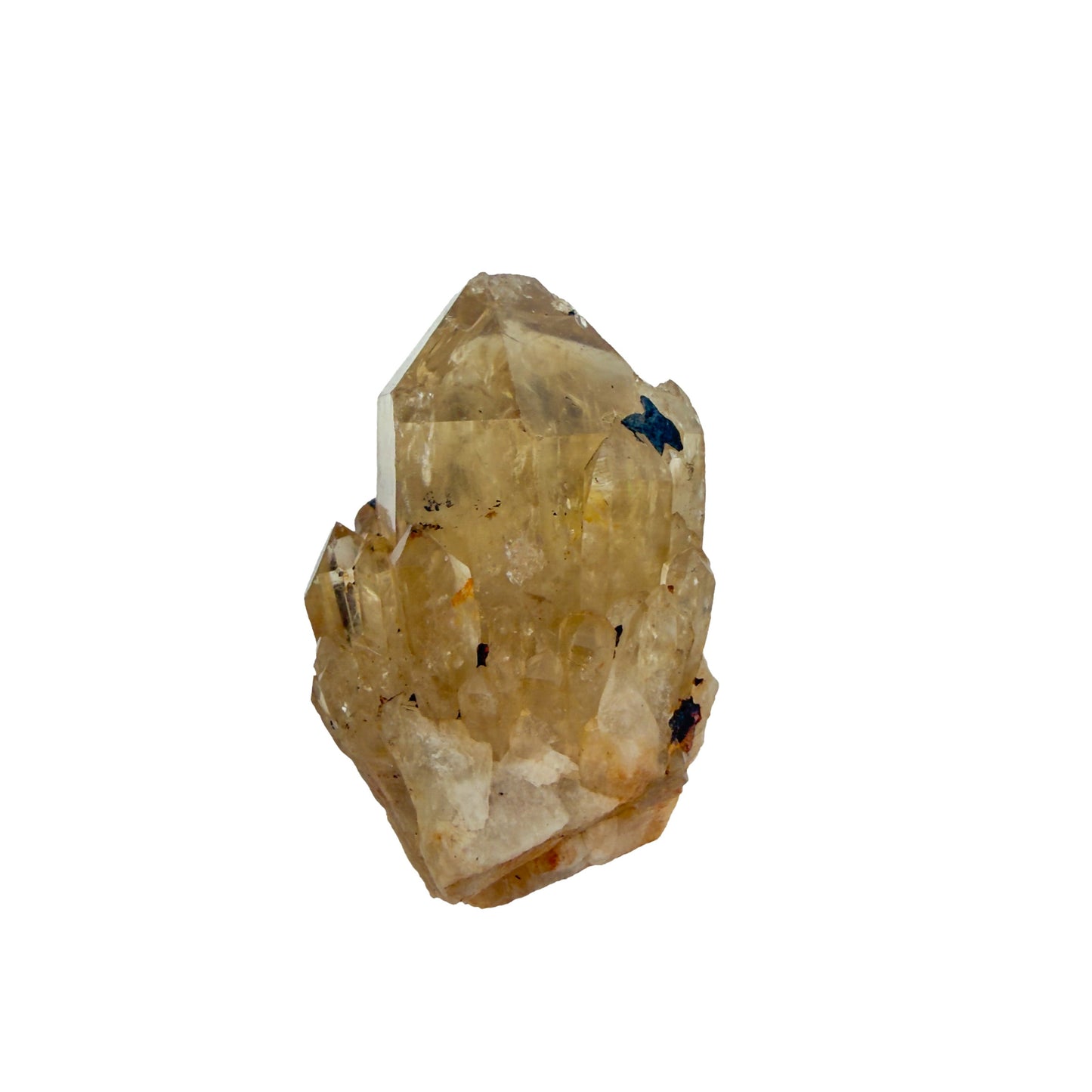 Reverse side of natural citrine no. 1, 1.91 inches across, terminations catching light along the top edge.