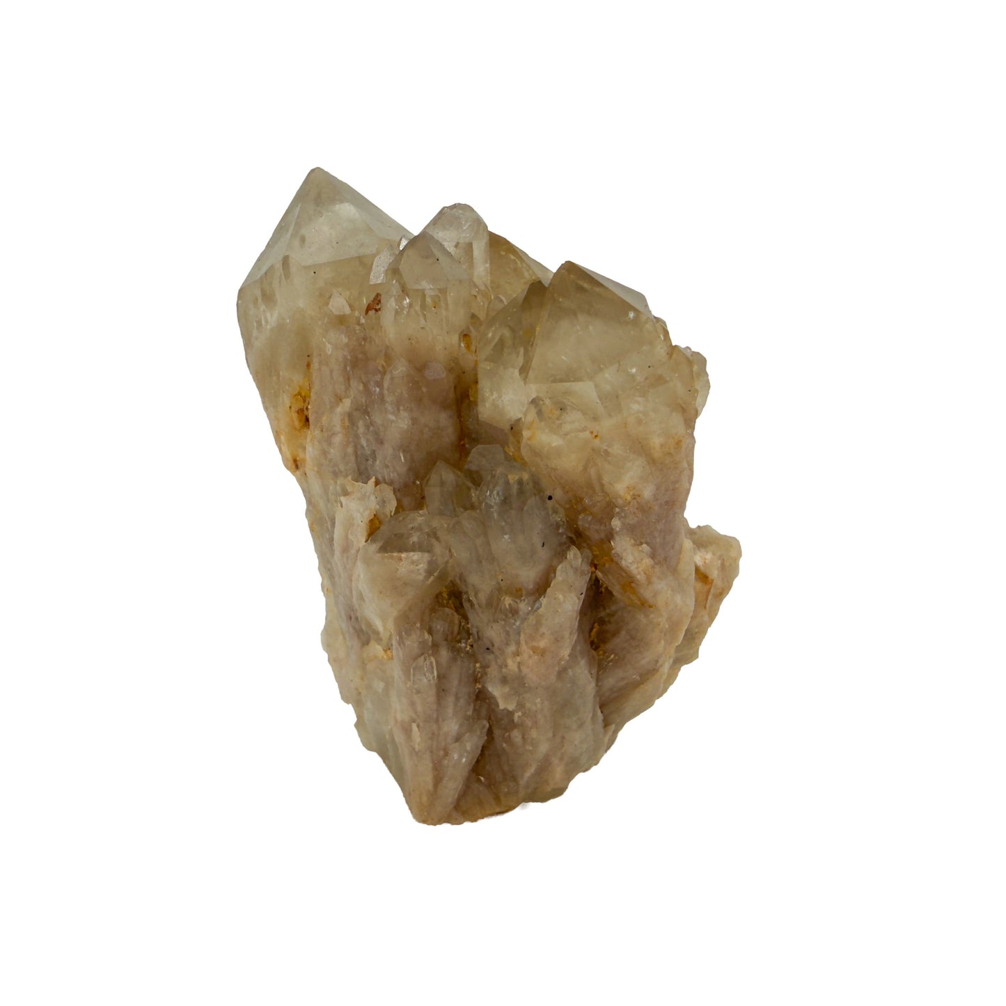 Untreated citrine specimen no. 2 seen from the left profile, 0.43 lb of naturally yellow quartz from the DR Congo.
