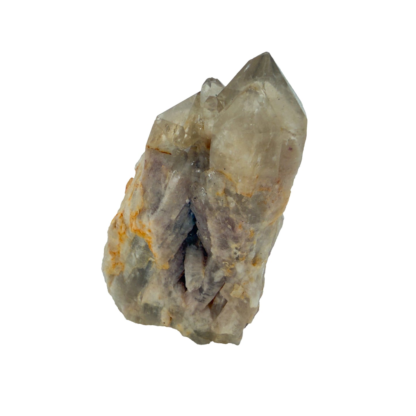 A-grade natural citrine cluster no. 2 from Haut-Lomami, DR Congo, top-down view, honey-toned quartz terminations, 1.92 inches long.