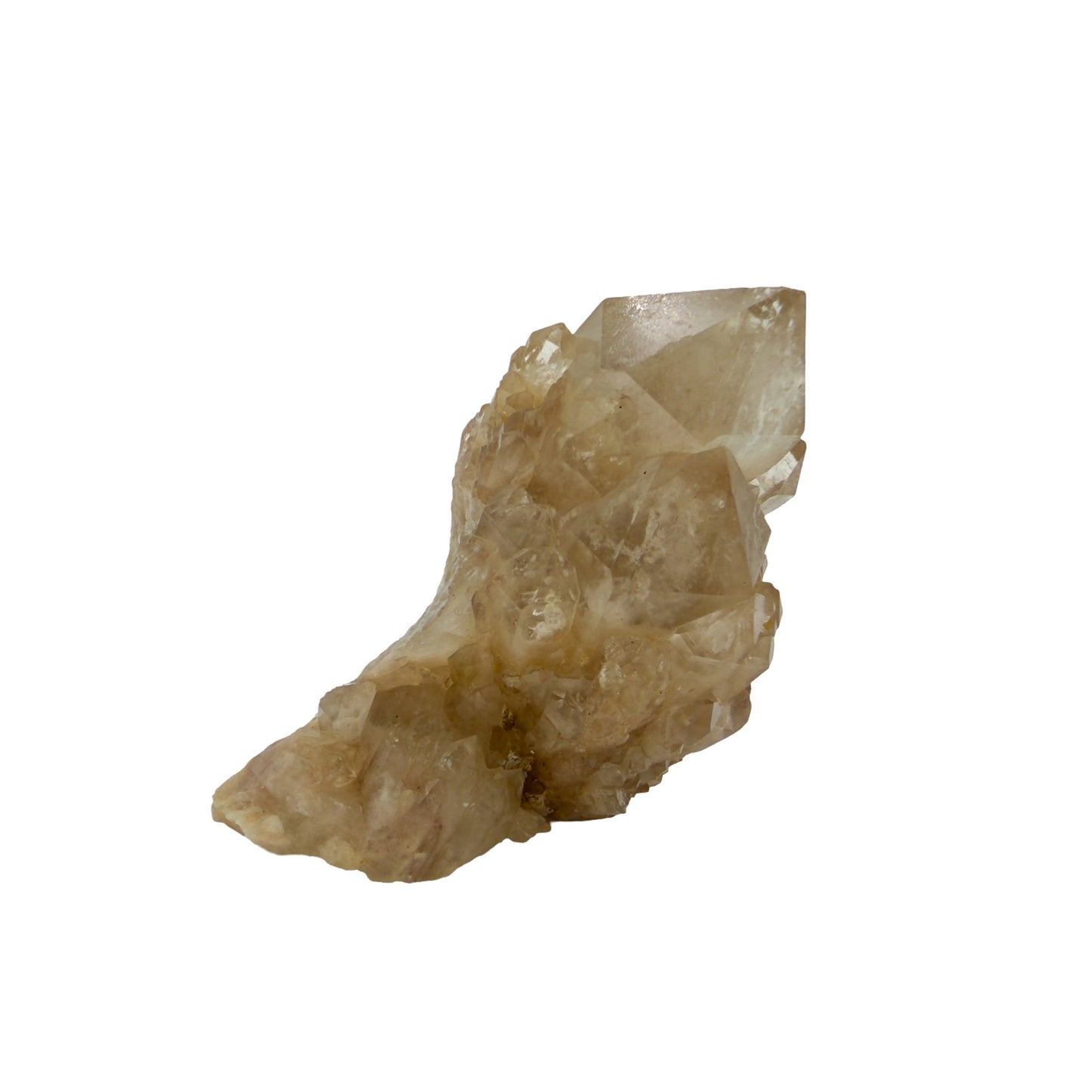 A-grade natural citrine cluster no. 7 from Haut-Lomami, DR Congo, primary crystal face, honey-toned quartz terminations, 2.19 inches long.