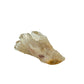 Natural citrine cluster no. 8 photographed at the angled three-quarter view, 3.34 by 2.00 by 1.29 inches, untreated Congo material.