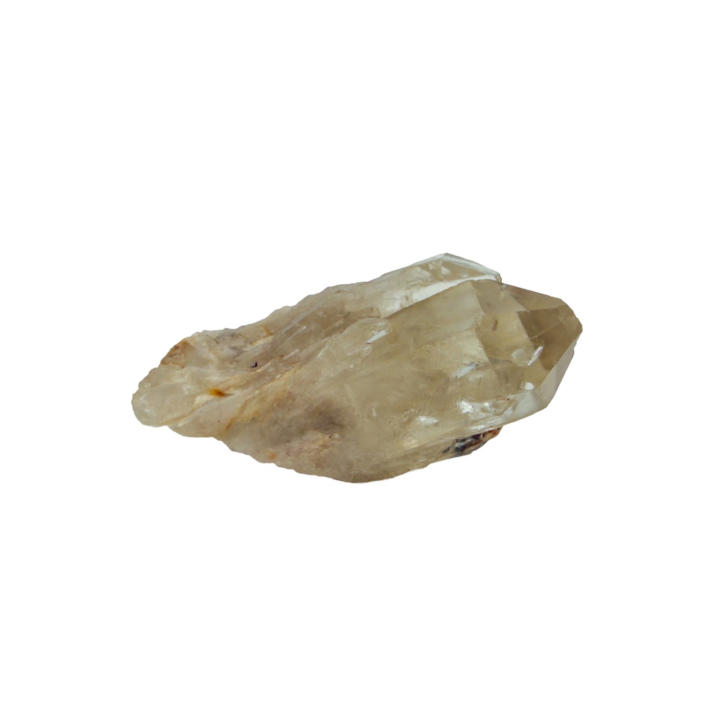 Untreated citrine specimen no. 8 seen from the right profile, 0.34 lb of naturally yellow quartz from the DR Congo.