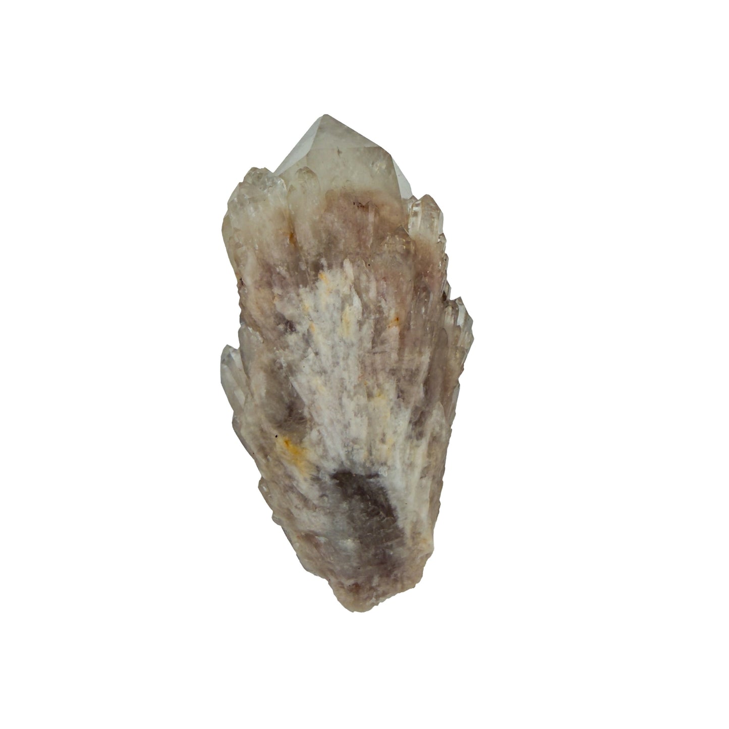A-grade natural citrine cluster no. 9 from Haut-Lomami, DR Congo, top-down view, honey-toned quartz terminations, 3.63 inches long.