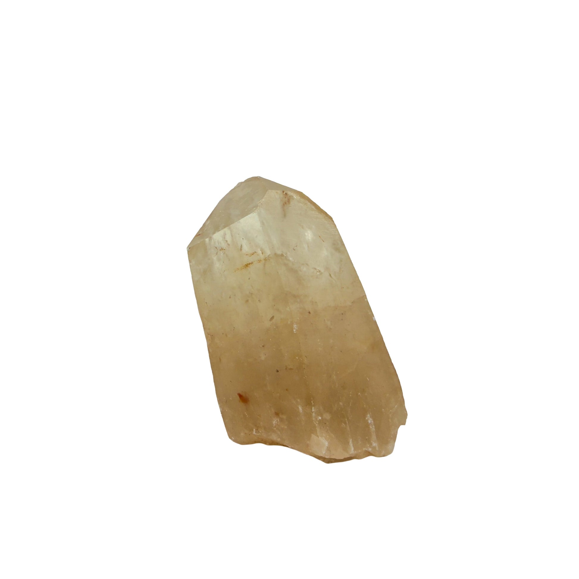 Untreated citrine specimen no. 10 seen from the angled three-quarter view, 0.28 lb of naturally yellow quartz from the DR Congo.
