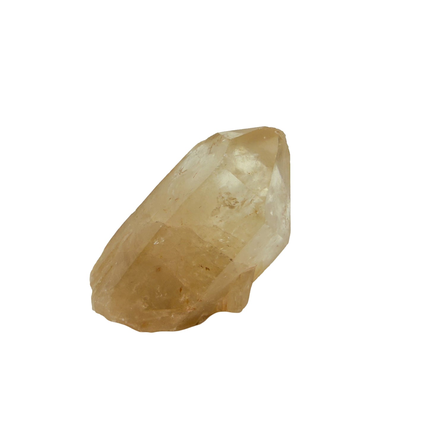 Left profile of natural citrine no. 10, 1.45 inches across, terminations catching light along the top edge.