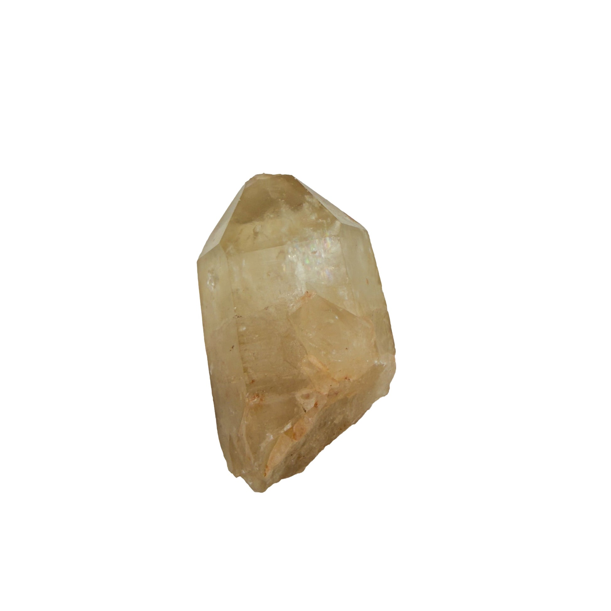 A-grade natural citrine cluster no. 10 from Haut-Lomami, DR Congo, reverse side, honey-toned quartz terminations, 1.45 inches long.