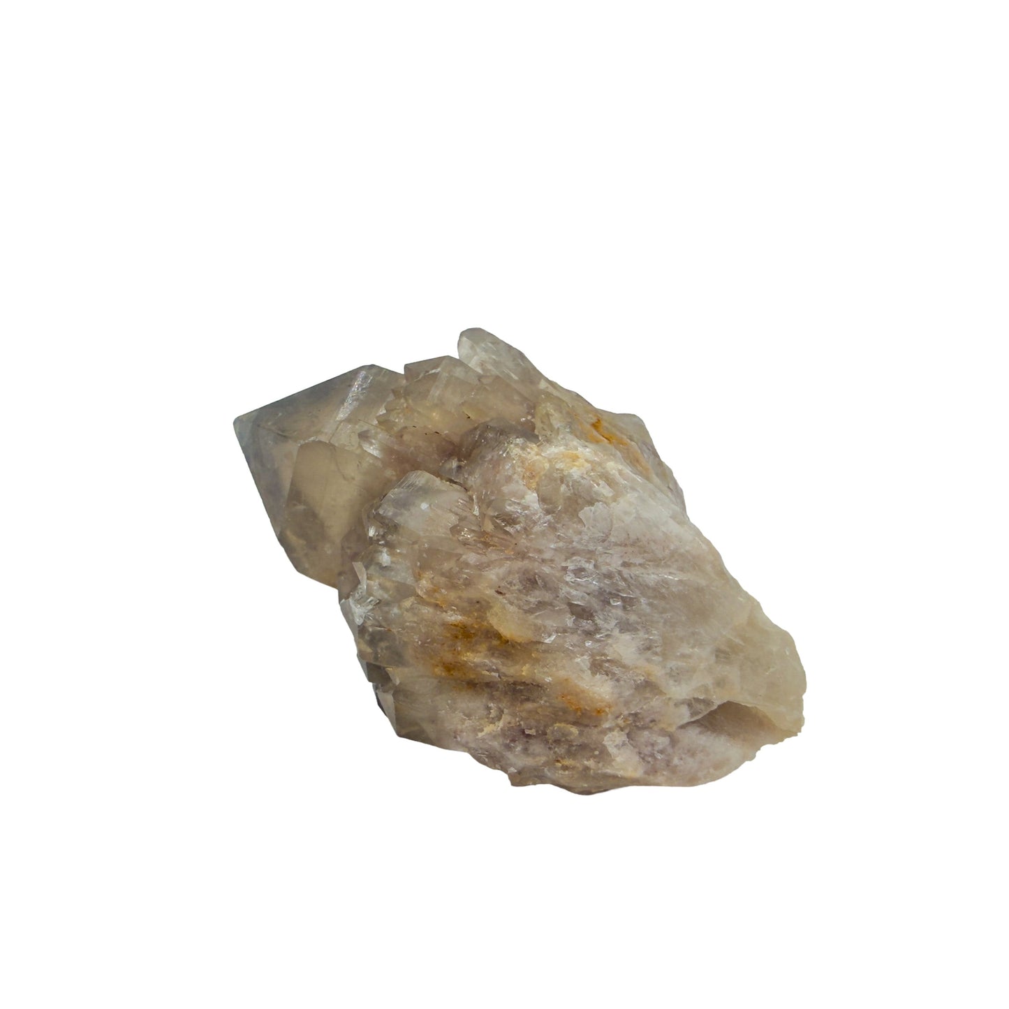 A-grade natural citrine cluster no. 13 from Haut-Lomami, DR Congo, angled three-quarter view, honey-toned quartz terminations, 2.45 inches long.