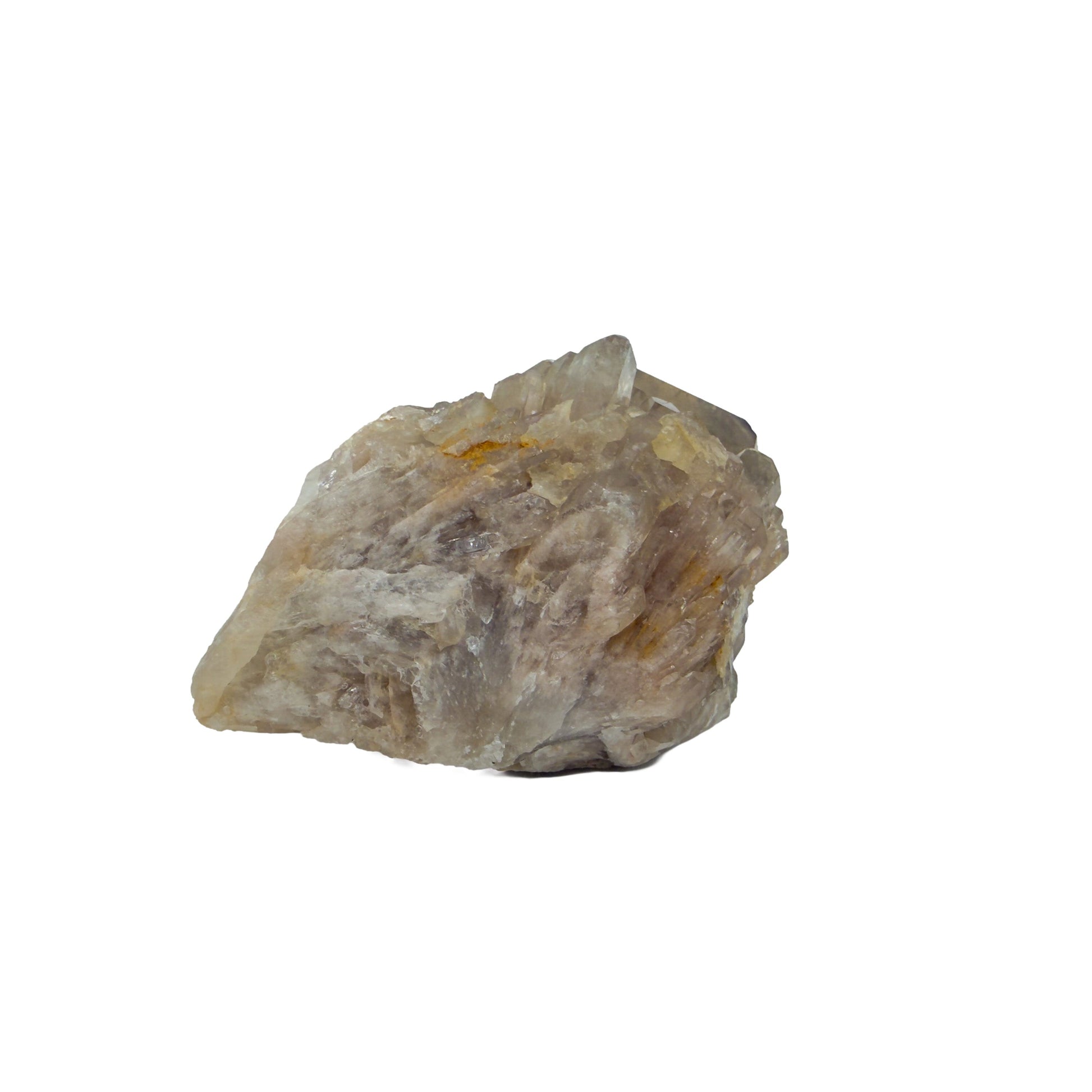 Left profile of a 0.30 pound natural citrine cluster, no. 13, showing pale amber crystal faces over a raw base.