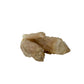 Angled three-quarter view of a 0.27 pound natural citrine cluster, no. 14, showing pale amber crystal faces over a raw base.