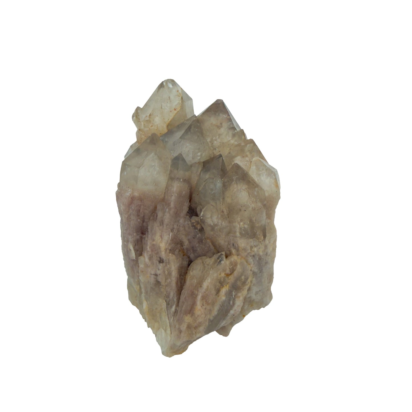 Reverse side of natural citrine no. 15, 3.52 inches across, terminations catching light along the top edge.