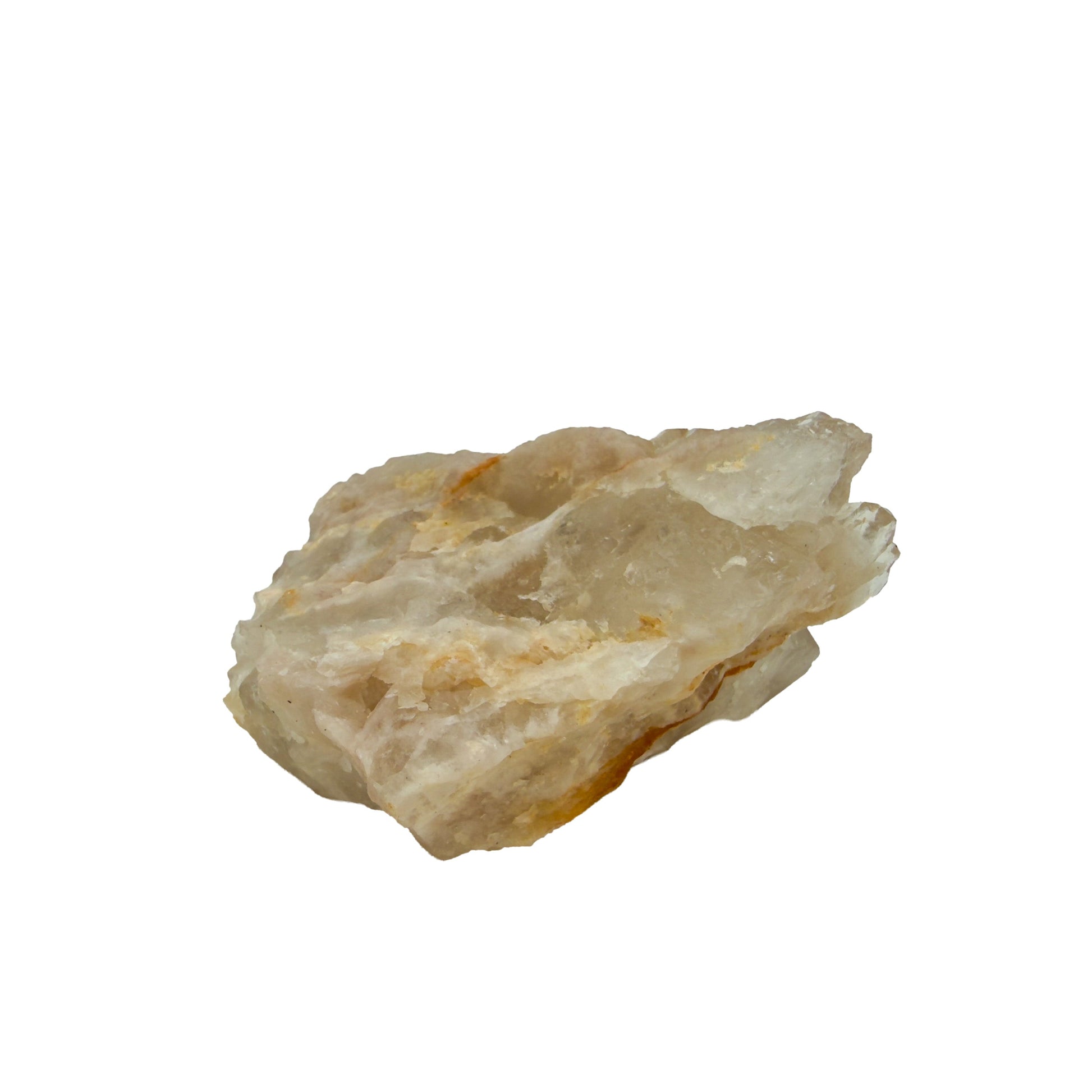 Right profile of natural citrine no. 16, 2.40 inches across, terminations catching light along the top edge.