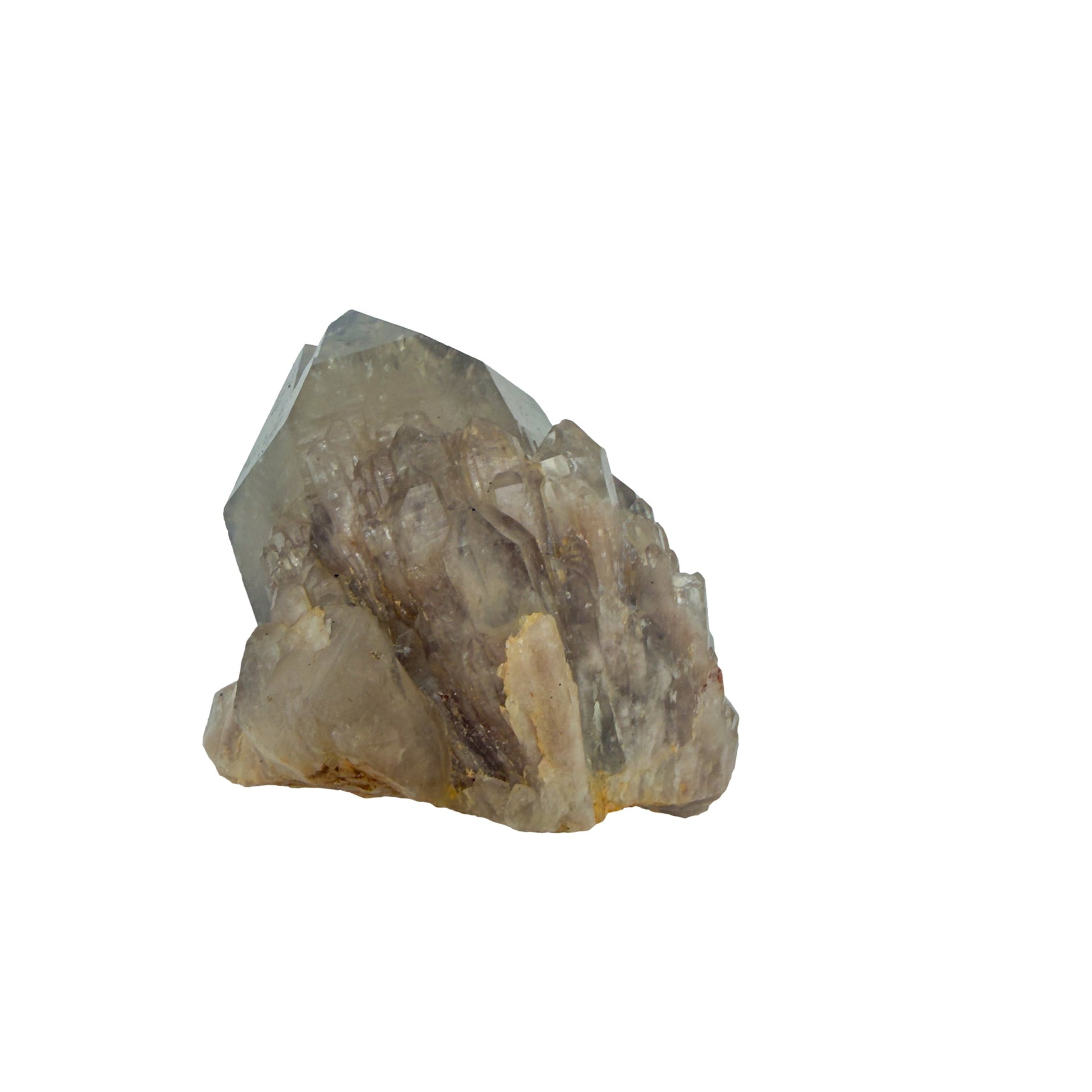 A-grade natural citrine cluster no. 17 from Haut-Lomami, DR Congo, reverse side, honey-toned quartz terminations, 2.23 inches long.