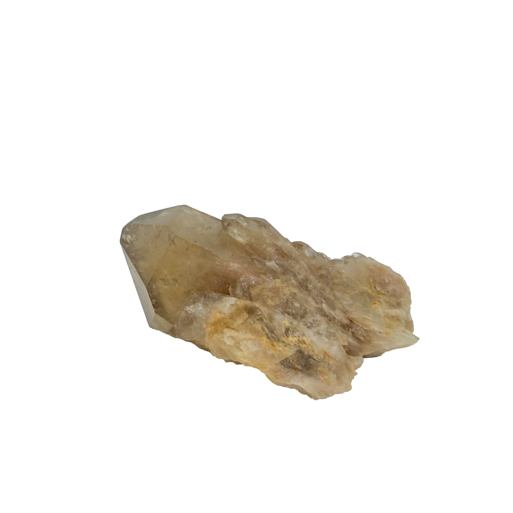 Untreated citrine specimen no. 18 seen from the primary crystal face, 0.25 lb of naturally yellow quartz from the DR Congo.