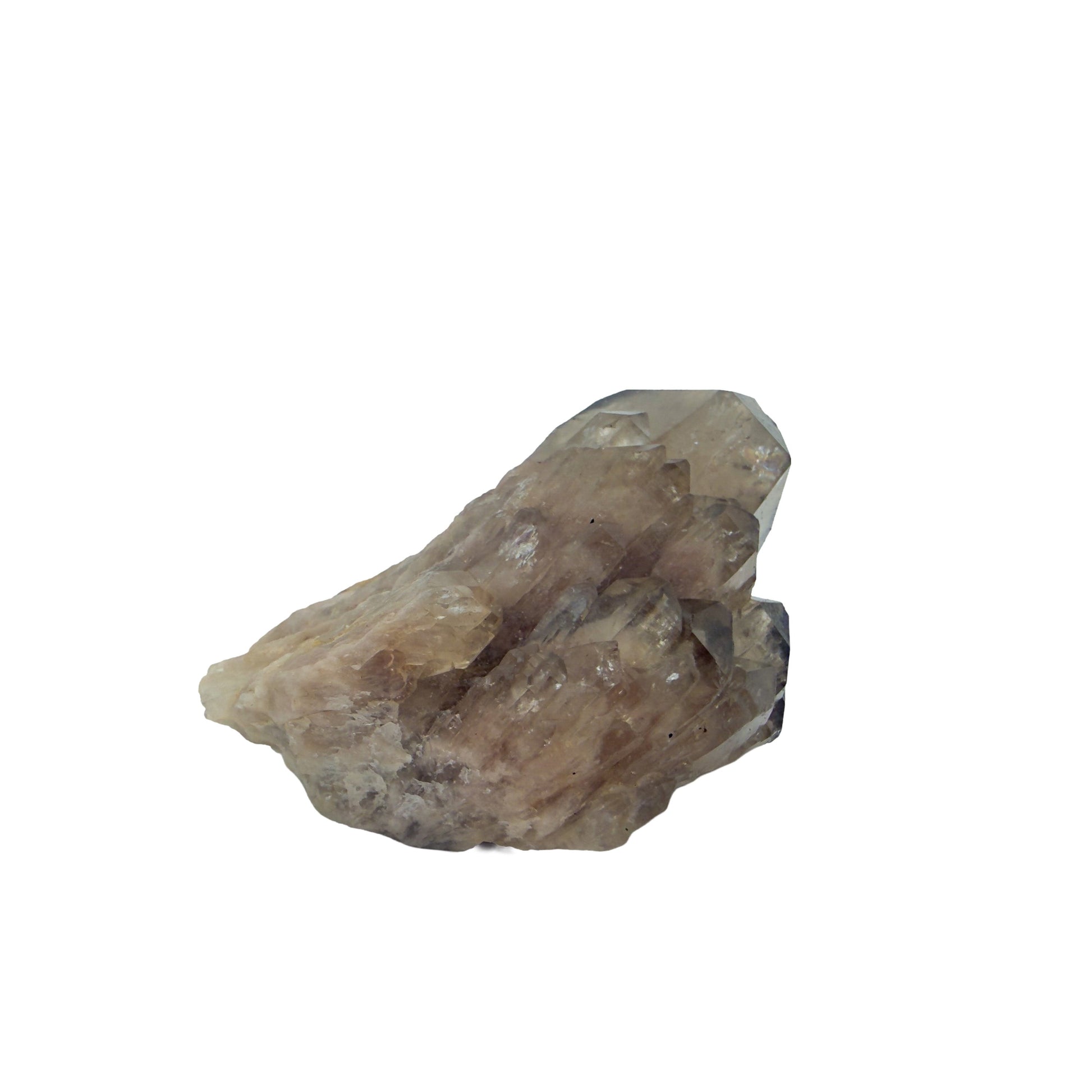 Congo natural citrine cluster no. 18 at the left profile, 1.99 inches wide, hand-finished with jojoba oil.
