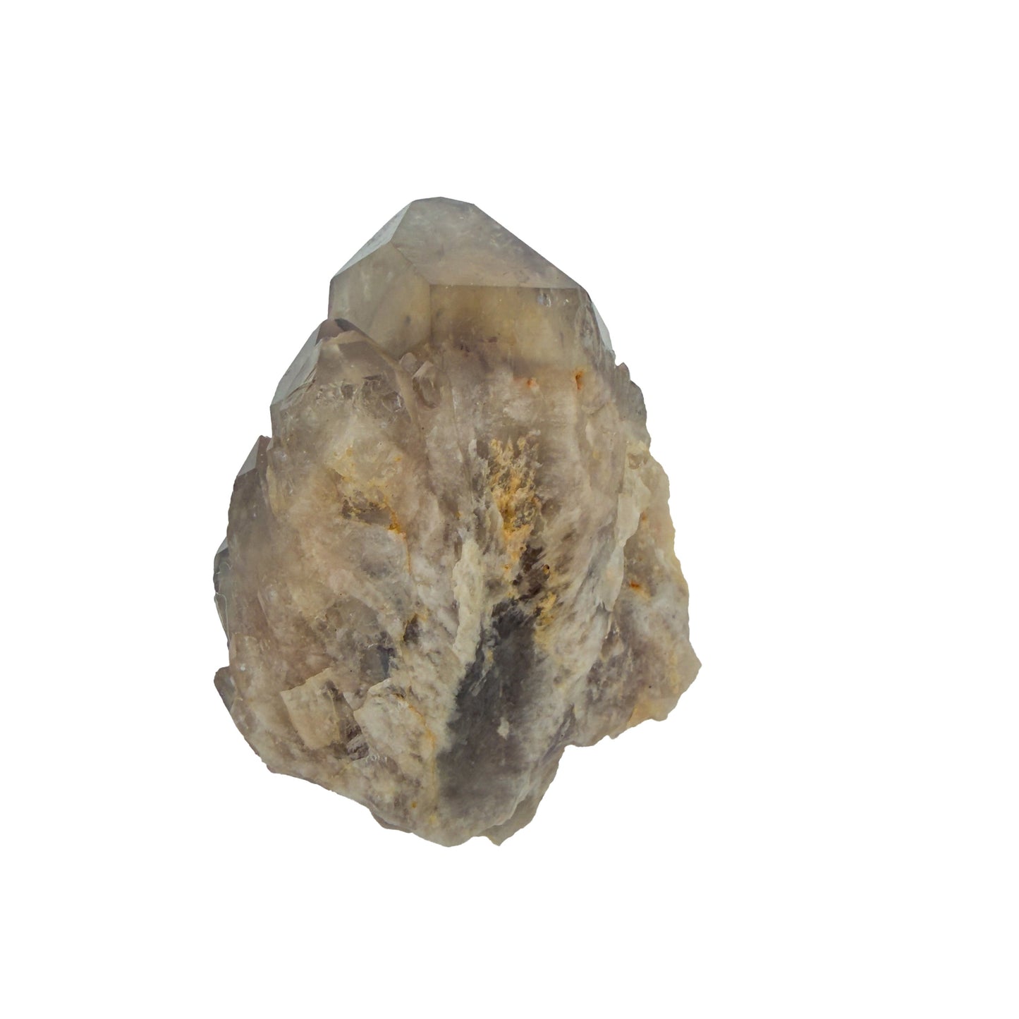 Natural citrine cluster no. 18 photographed at the top-down view, 2.89 by 1.99 by 1.35 inches, untreated Congo material.