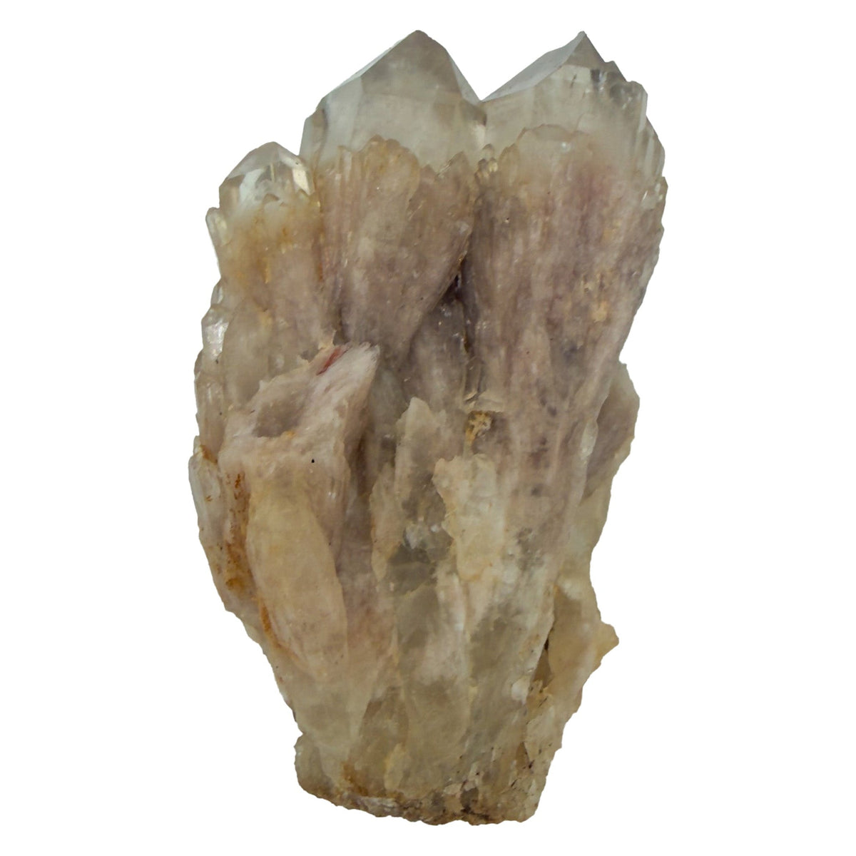 Natural citrine cluster no. 19 photographed at the reverse side, 3.00 by 1.71 by 1.73 inches, untreated Congo material.