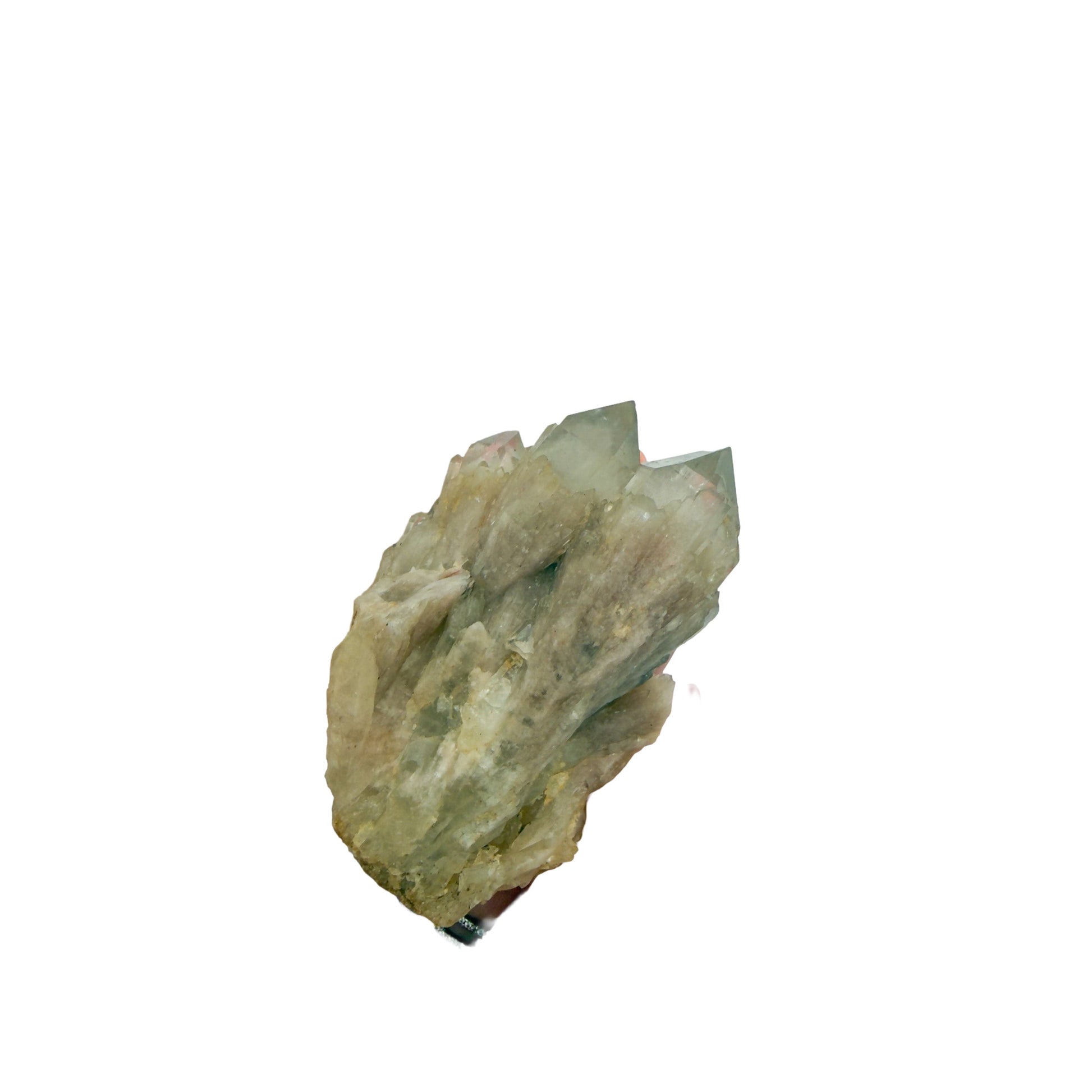 Citrine cluster no. 19 cupped in a hand, giving a sense of its 1.73 inch height and 0.28 pound weight.