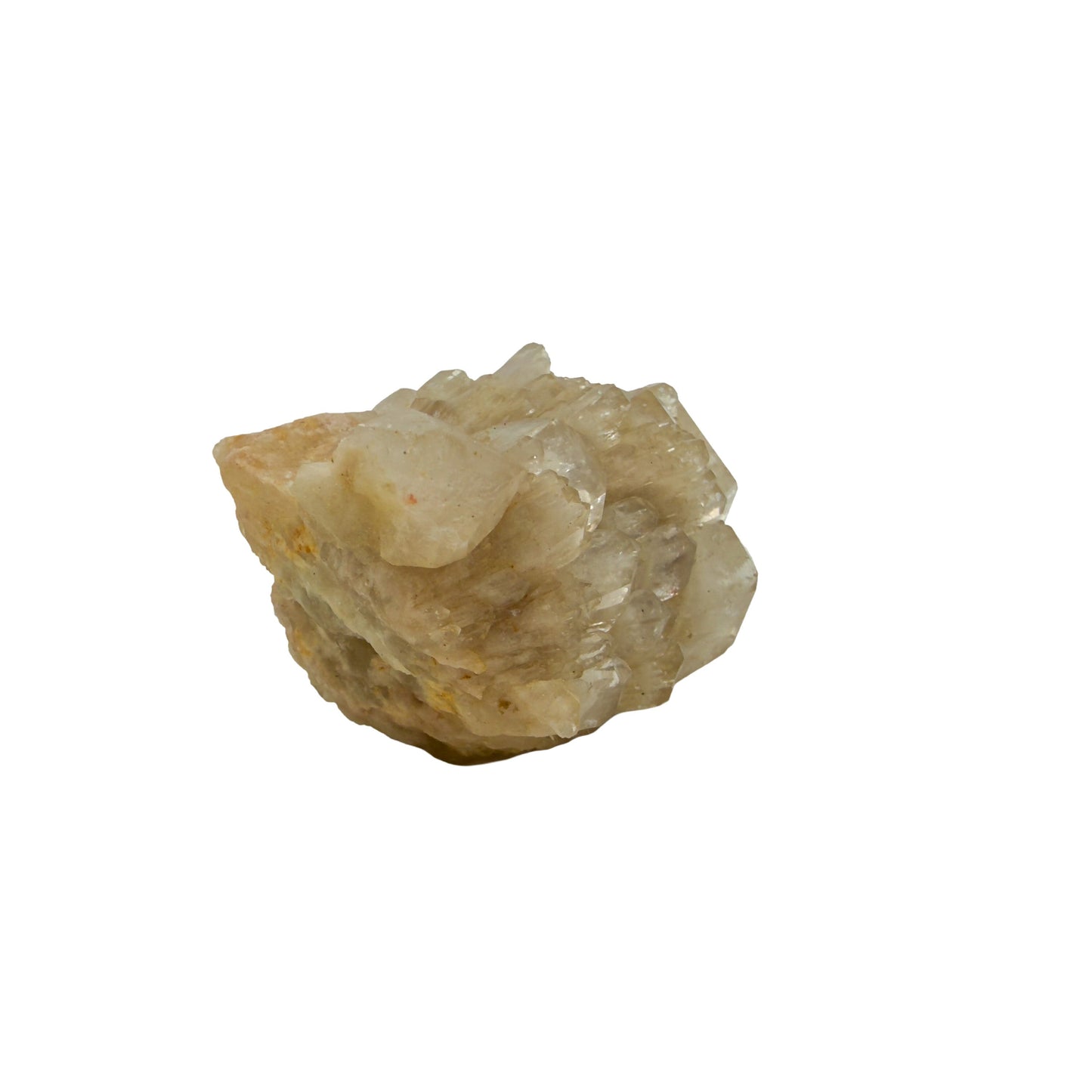 Natural citrine cluster no. 20 photographed at the right profile, 2.06 by 1.73 by 2.49 inches, untreated Congo material.