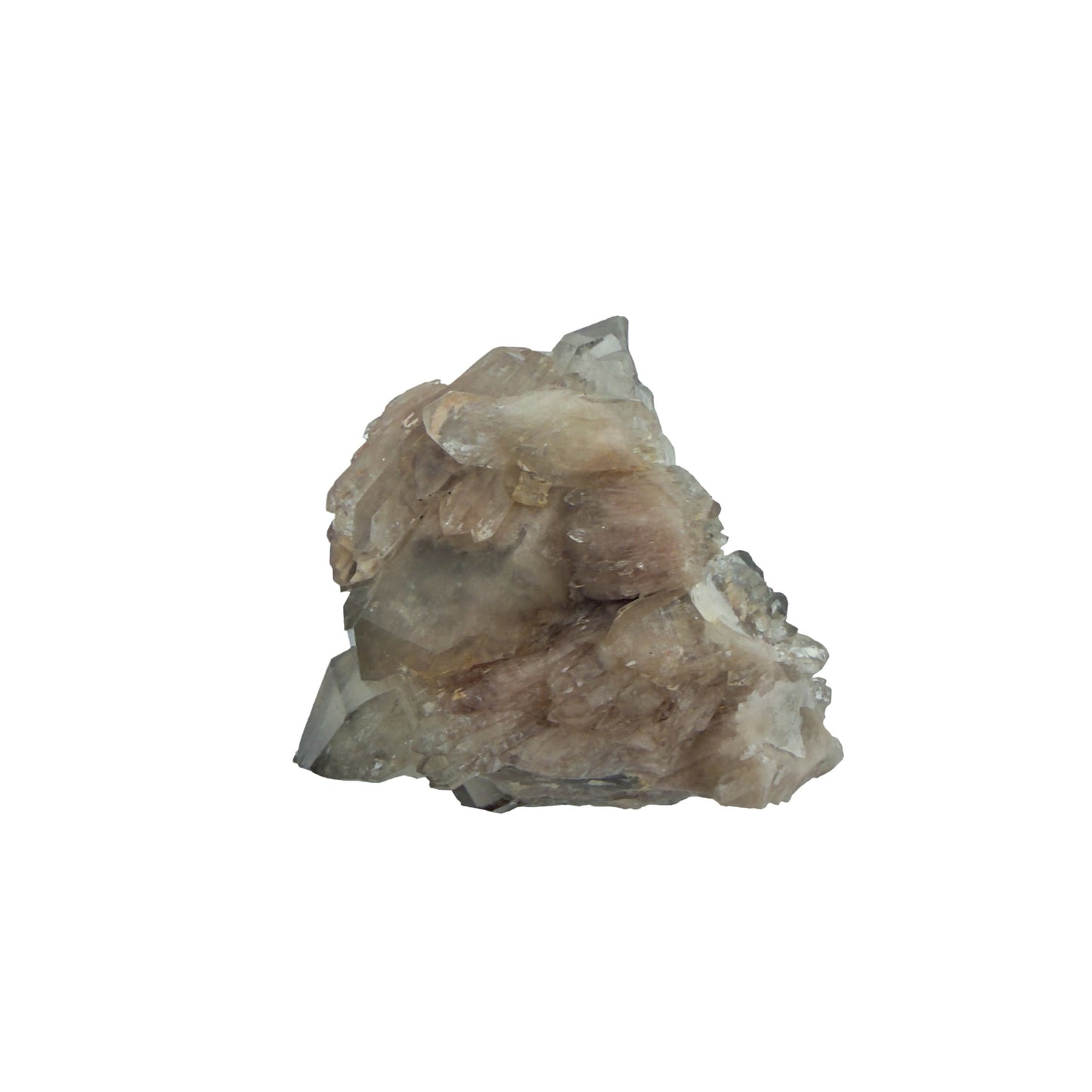 Top-down view of natural citrine no. 21, 2.01 inches across, terminations catching light along the top edge.