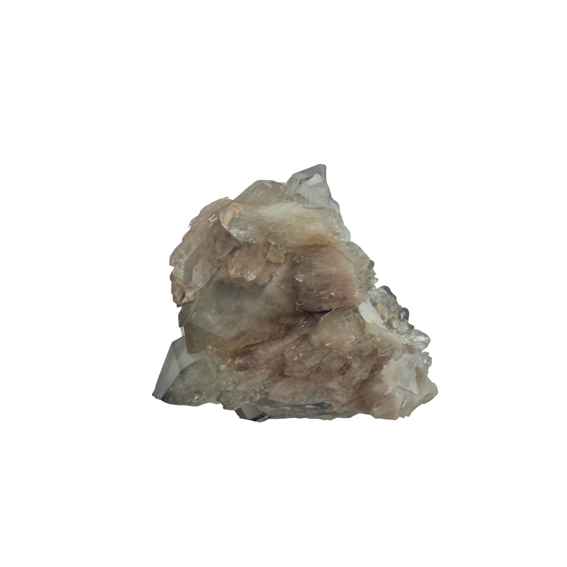 Top-down view of natural citrine no. 21, 2.01 inches across, terminations catching light along the top edge.
