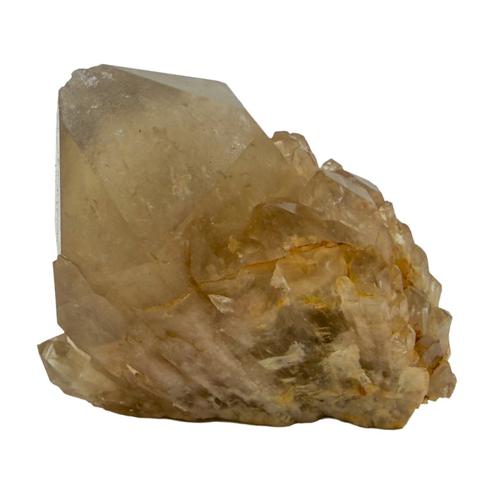 Natural citrine cluster no. 23 photographed at the primary crystal face, 2.24 by 1.65 by 2.29 inches, untreated Congo material.