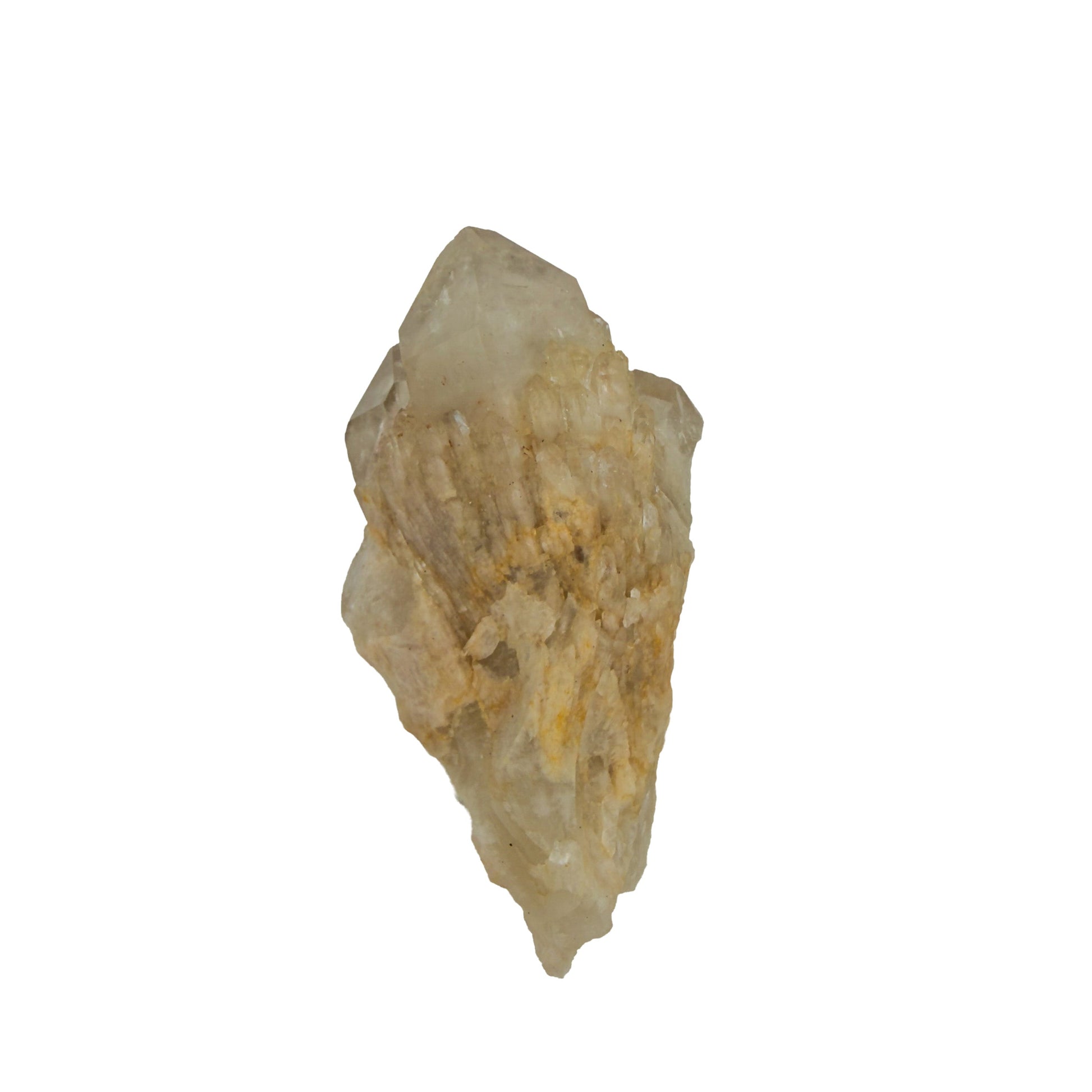 A-grade natural citrine cluster no. 24 from Haut-Lomami, DR Congo, reverse side, honey-toned quartz terminations, 3.82 inches long.