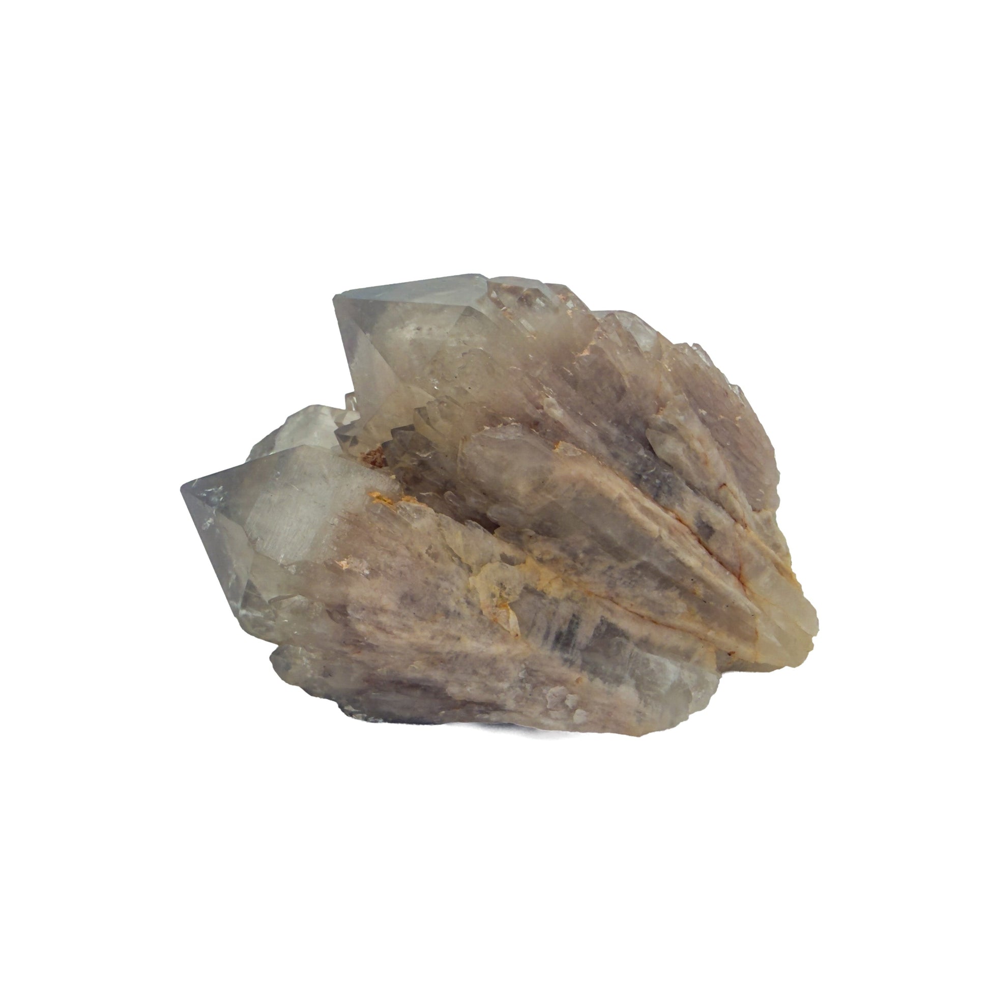 Congo natural citrine cluster no. 25 at the left profile, 1.96 inches wide, hand-finished with jojoba oil.