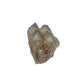 Reverse side of a 0.32 pound natural citrine cluster, no. 25, showing pale amber crystal faces over a raw base.