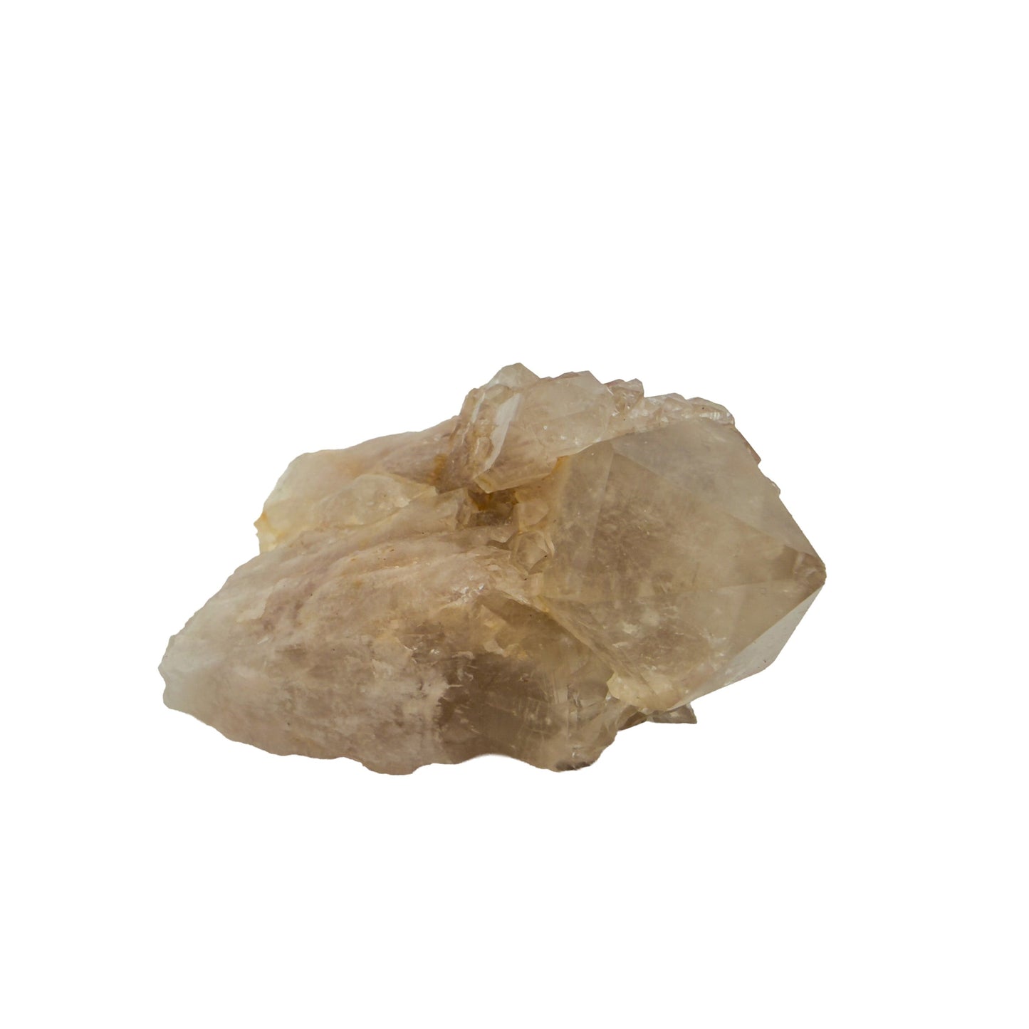 Right profile of a 0.25 pound natural citrine cluster, no. 26, showing pale amber crystal faces over a raw base.