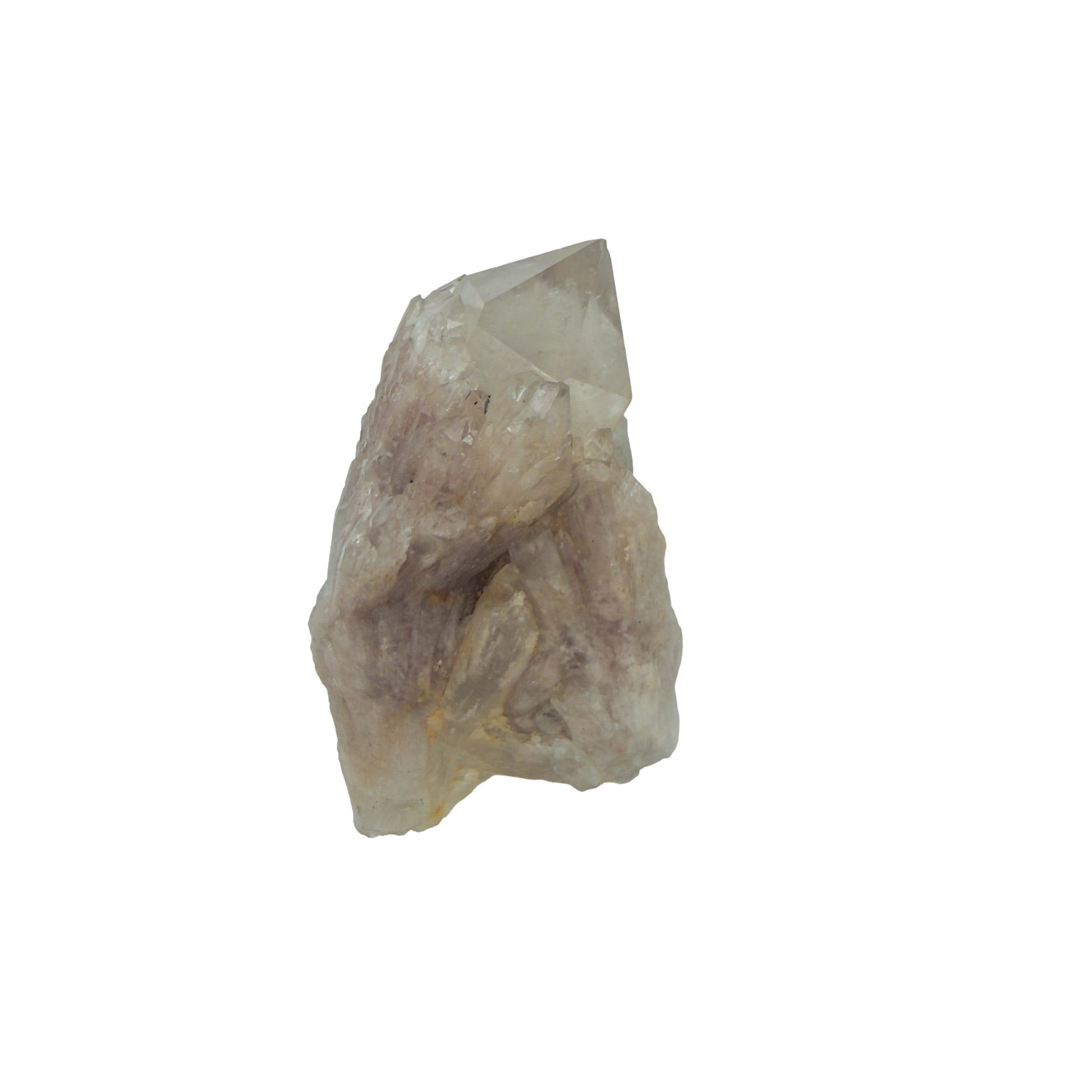 Natural citrine cluster no. 26 photographed at the reverse side, 2.58 by 1.64 by 1.52 inches, untreated Congo material.