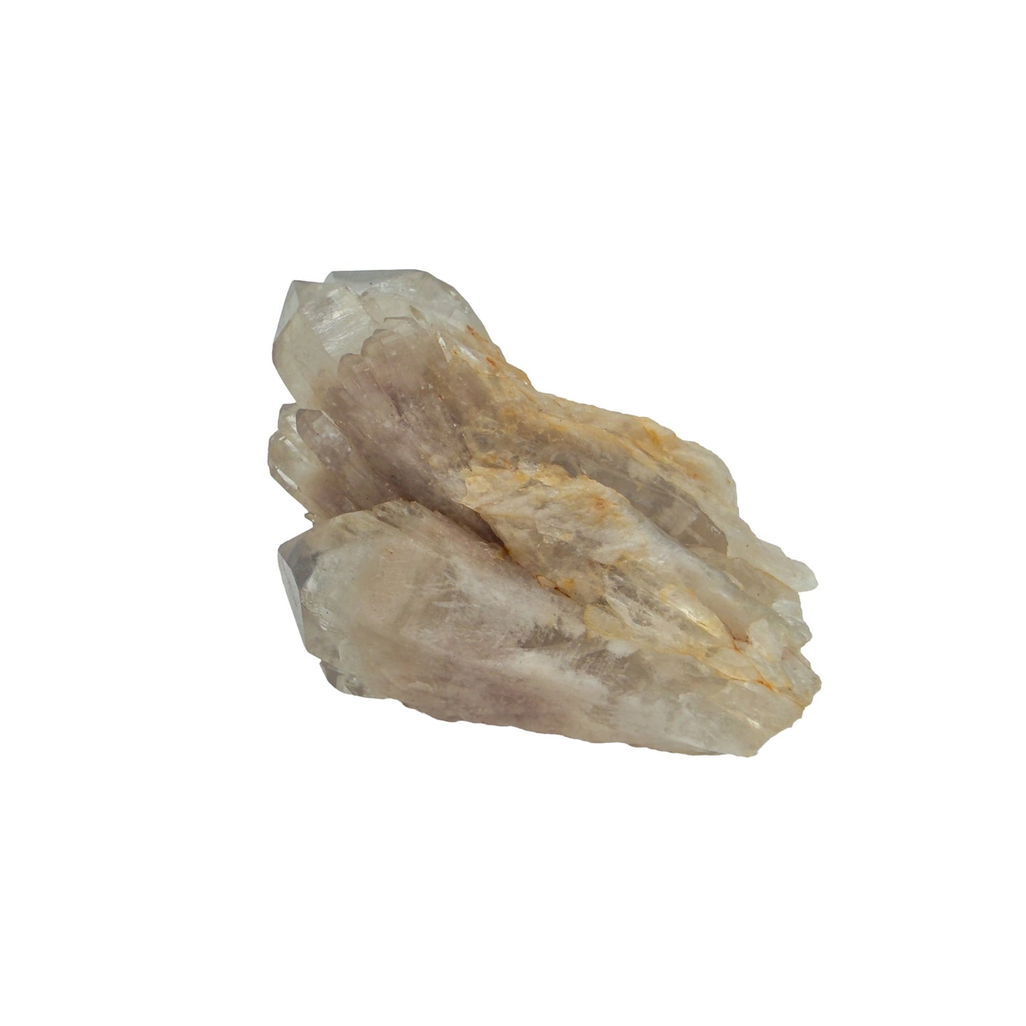 Natural citrine cluster no. 27 photographed at the right profile, 2.58 by 1.62 by 1.68 inches, untreated Congo material.