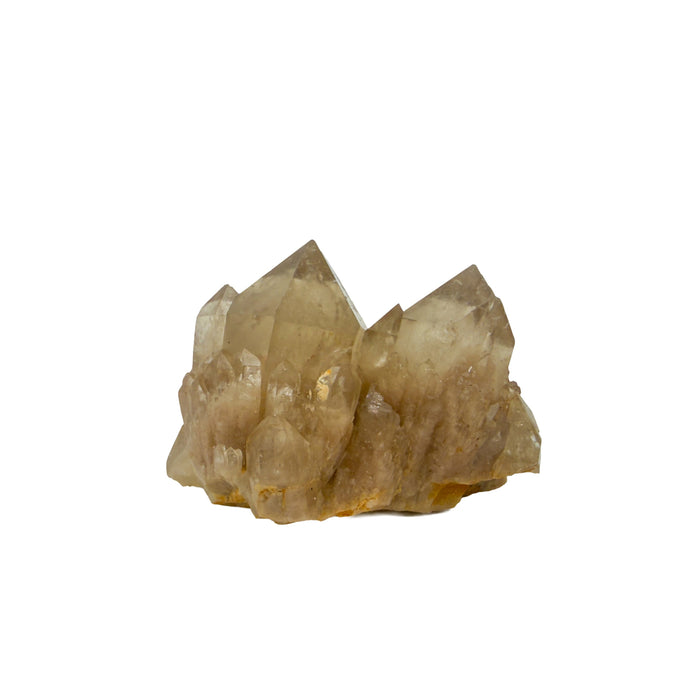 A-grade natural citrine cluster no. 28 from Haut-Lomami, DR Congo, primary crystal face, honey-toned quartz terminations, 2.16 inches long.