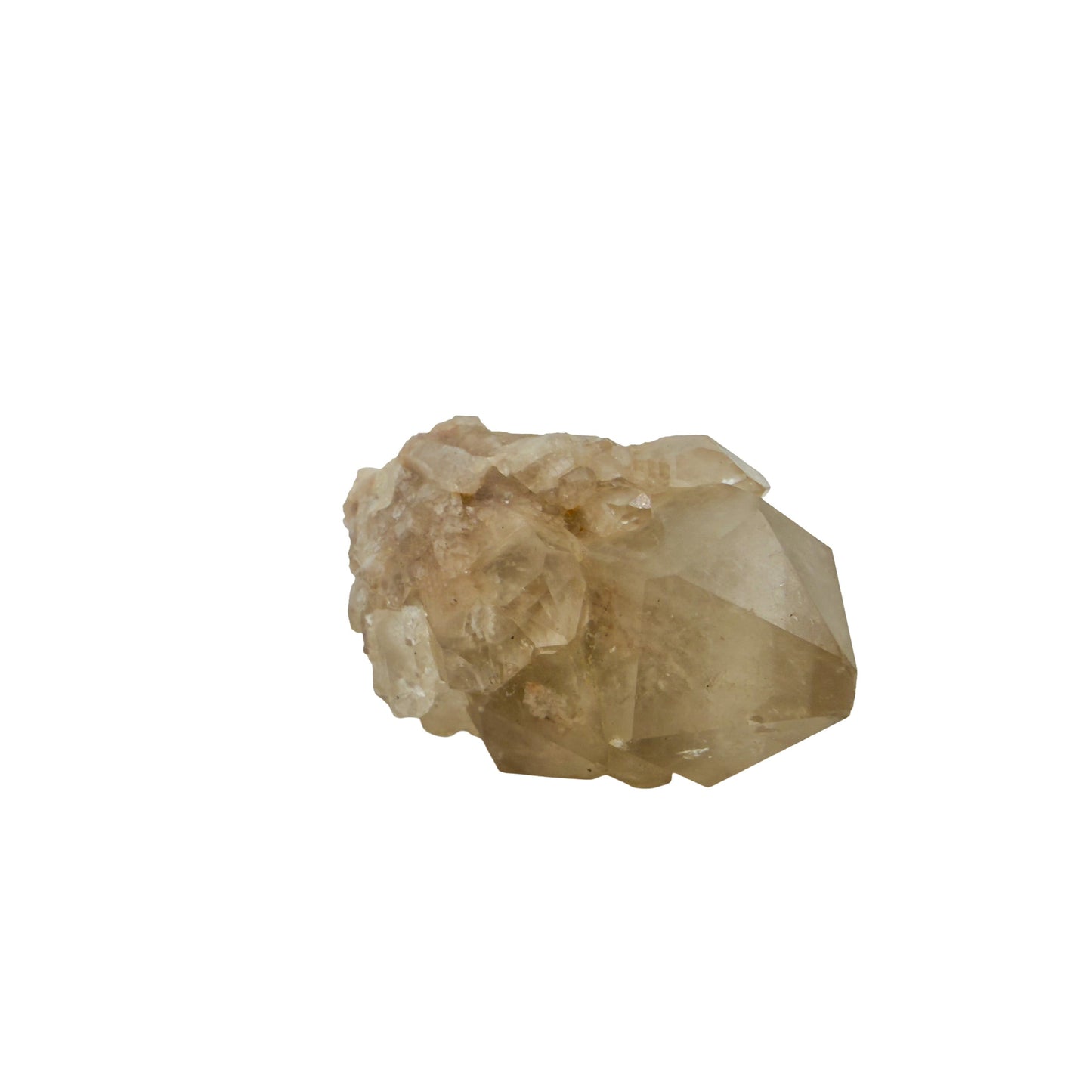 Natural citrine cluster no. 29 photographed at the angled three-quarter view, 3.08 by 1.63 by 1.31 inches, untreated Congo material.