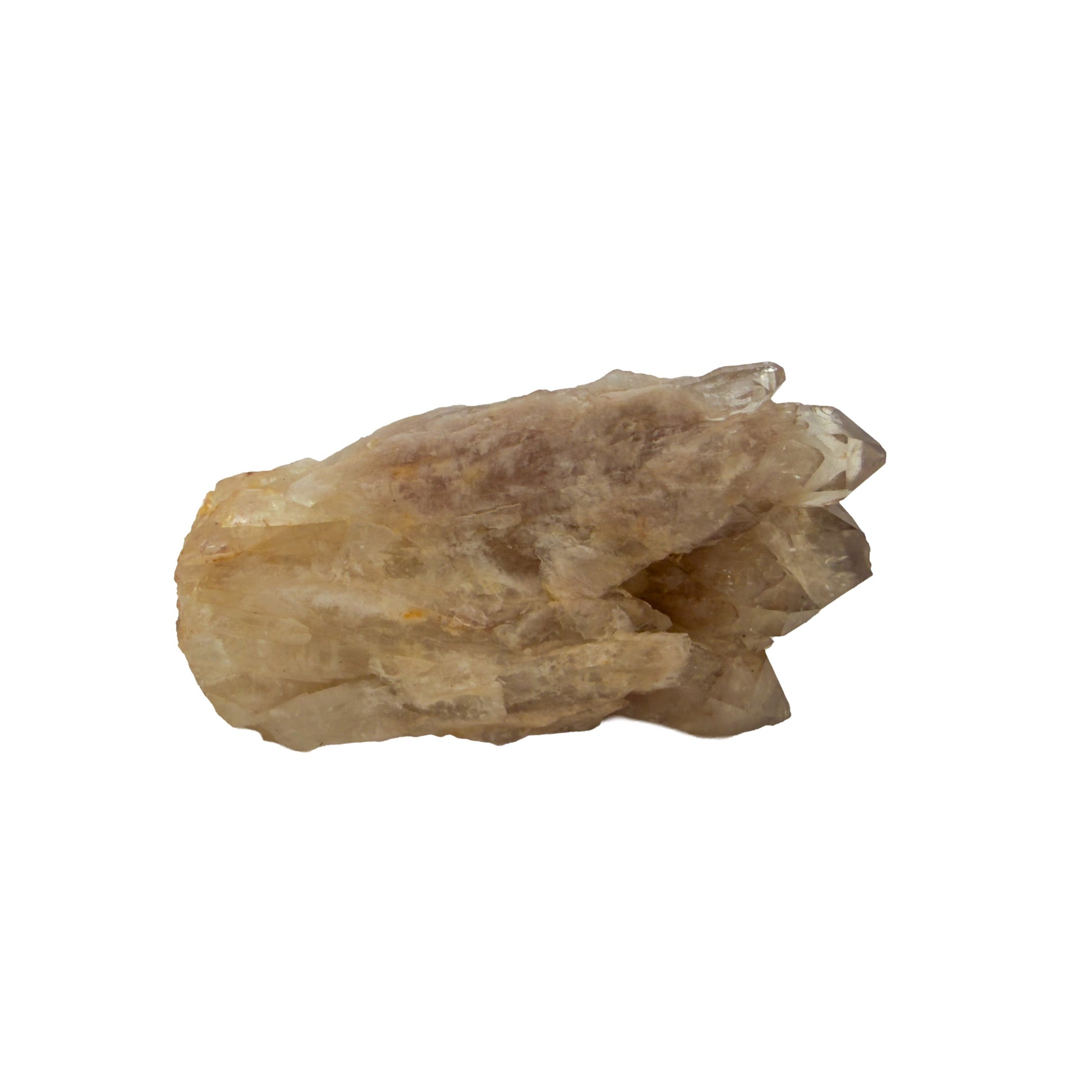 Natural citrine cluster no. 30 photographed at the primary crystal face, 3.38 by 1.67 by 2.01 inches, untreated Congo material.