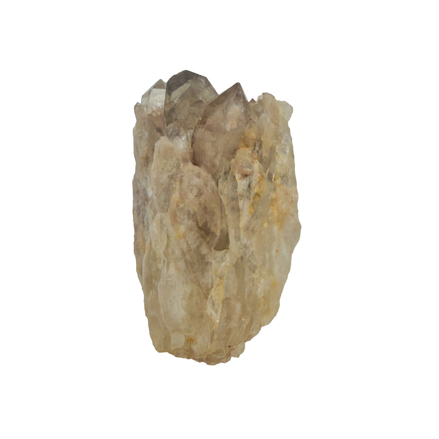 A-grade natural citrine cluster no. 30 from Haut-Lomami, DR Congo, top-down view, honey-toned quartz terminations, 3.38 inches long.