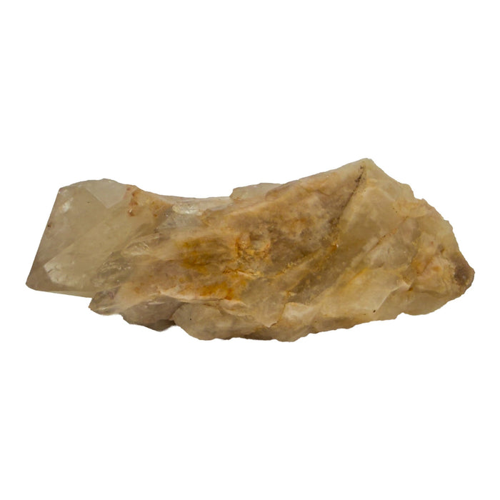 The primary crystal face of citrine cluster no. 31, 0.95 inches tall, soft golden color with smoky gray zoning.