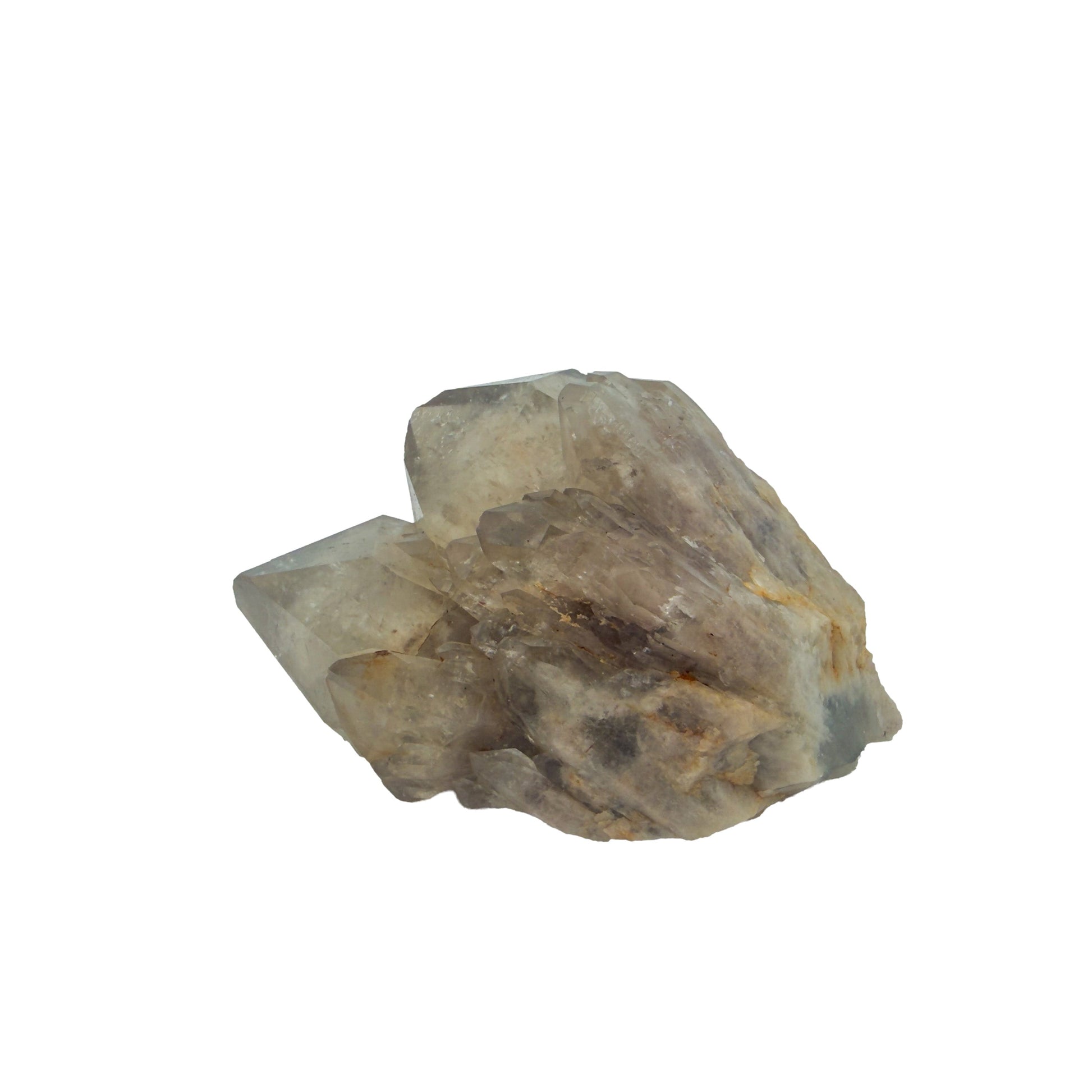 Right profile of a 0.24 pound natural citrine cluster, no. 33, showing pale amber crystal faces over a raw base.
