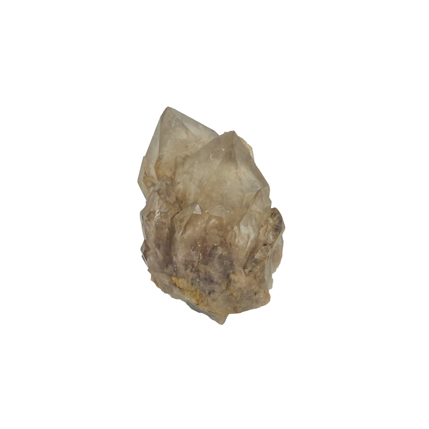 Natural citrine cluster no. 33 photographed at the reverse side, 2.52 by 1.59 by 1.54 inches, untreated Congo material.