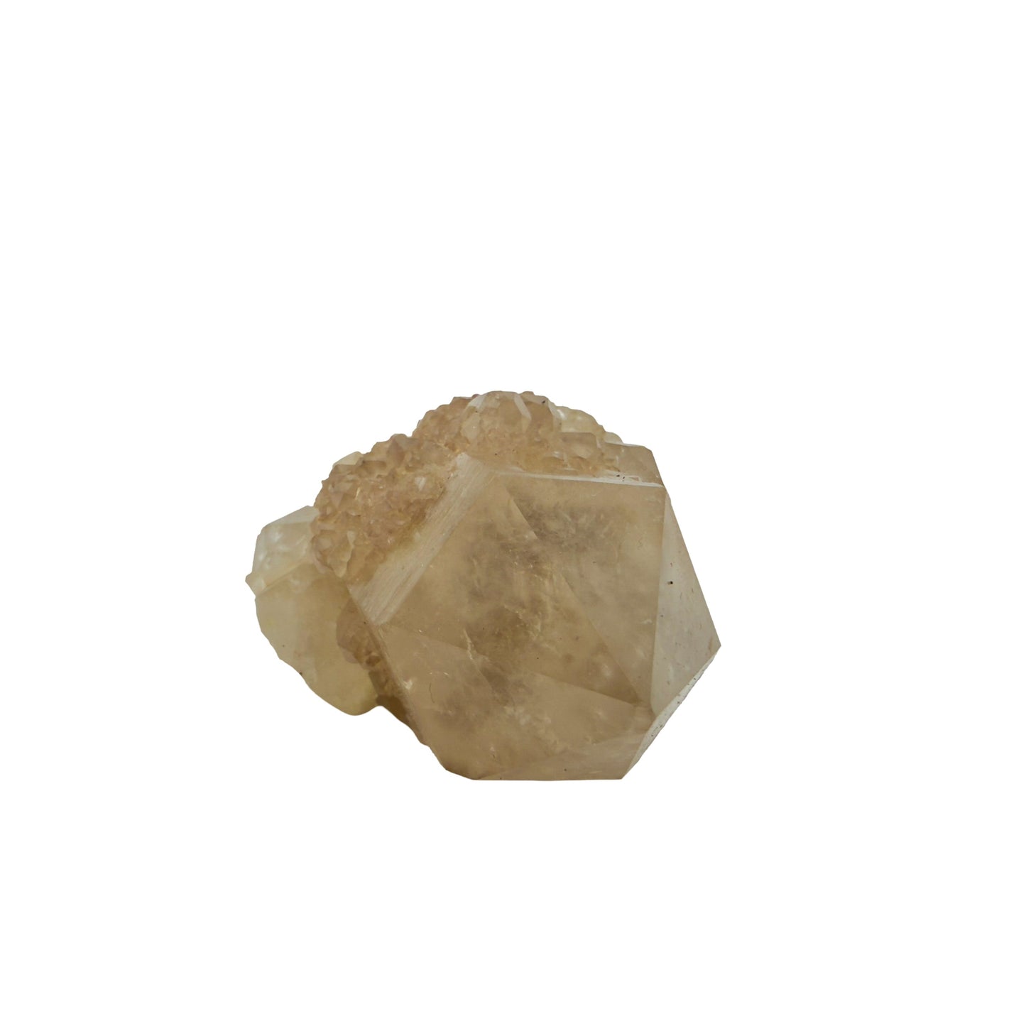 Natural citrine cluster no. 34 photographed at the right profile, 2.72 by 1.77 by 1.36 inches, untreated Congo material.